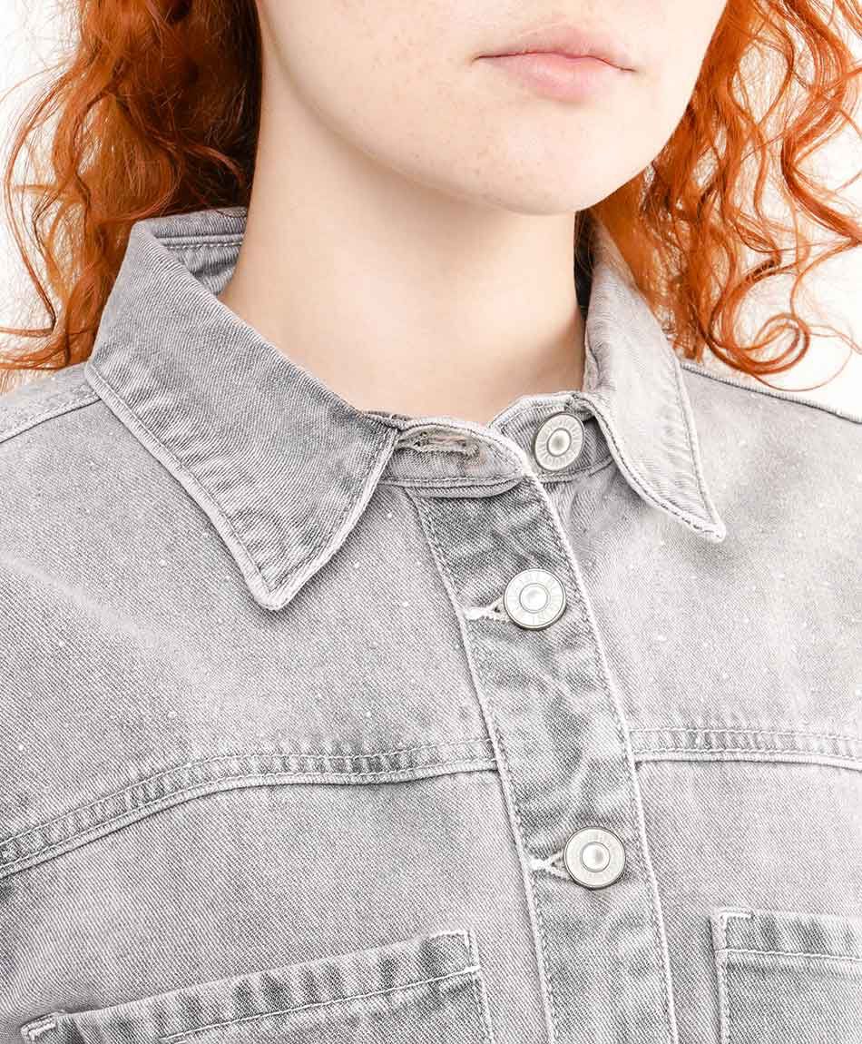 Chaqueta mujer denim strass grey
