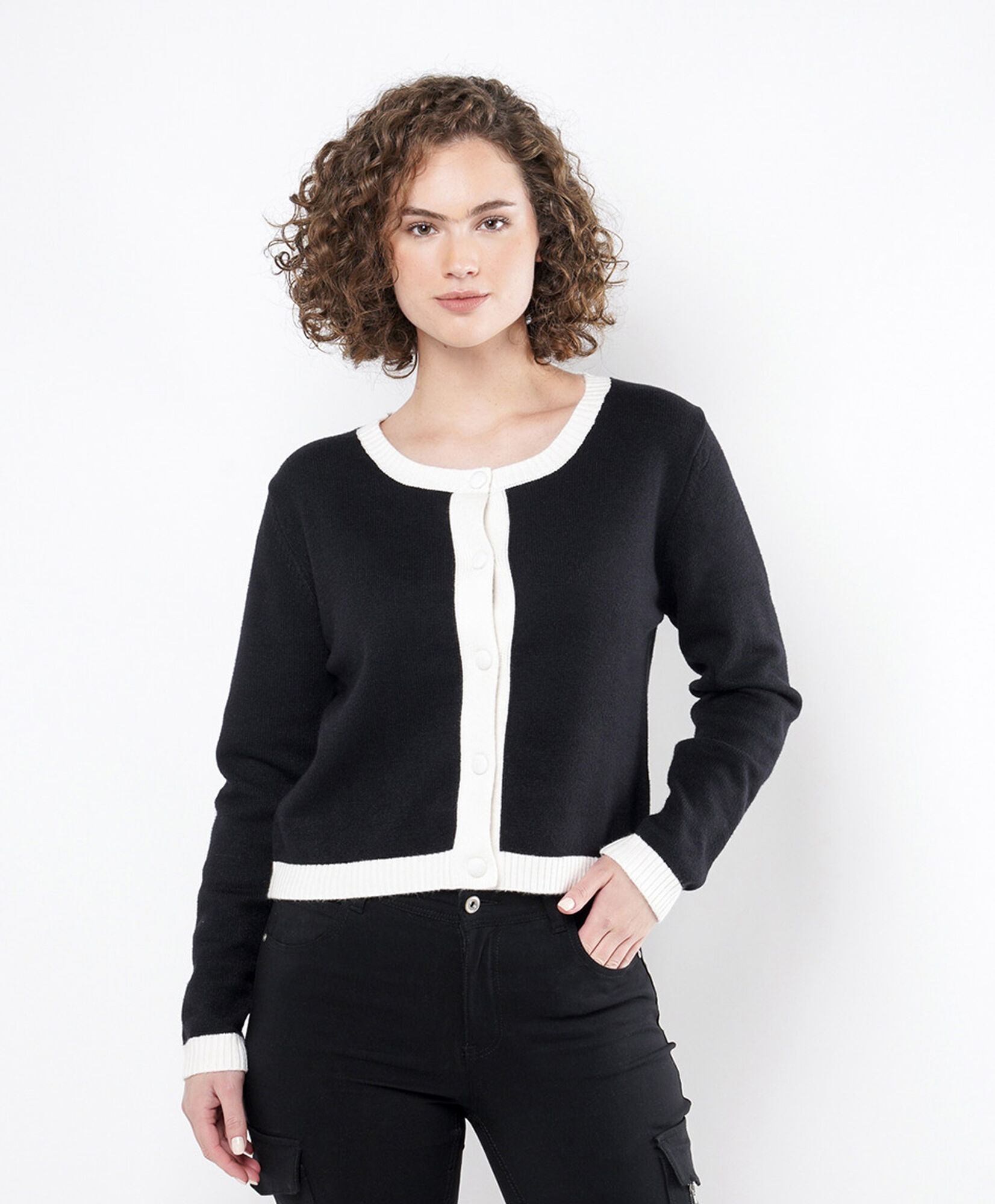 Cardigan mujer bicolor crop Cardigan mujer bicolor crop