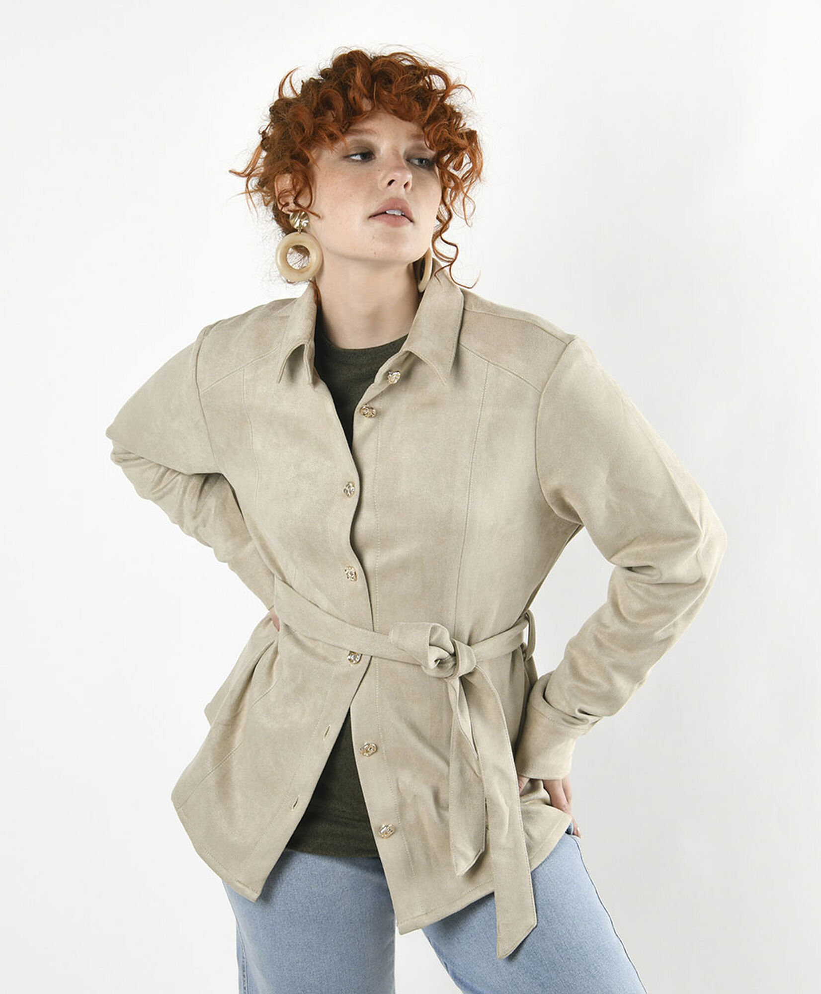 Chaqueta mujer suede lazo beige Chaqueta mujer suede lazo beige