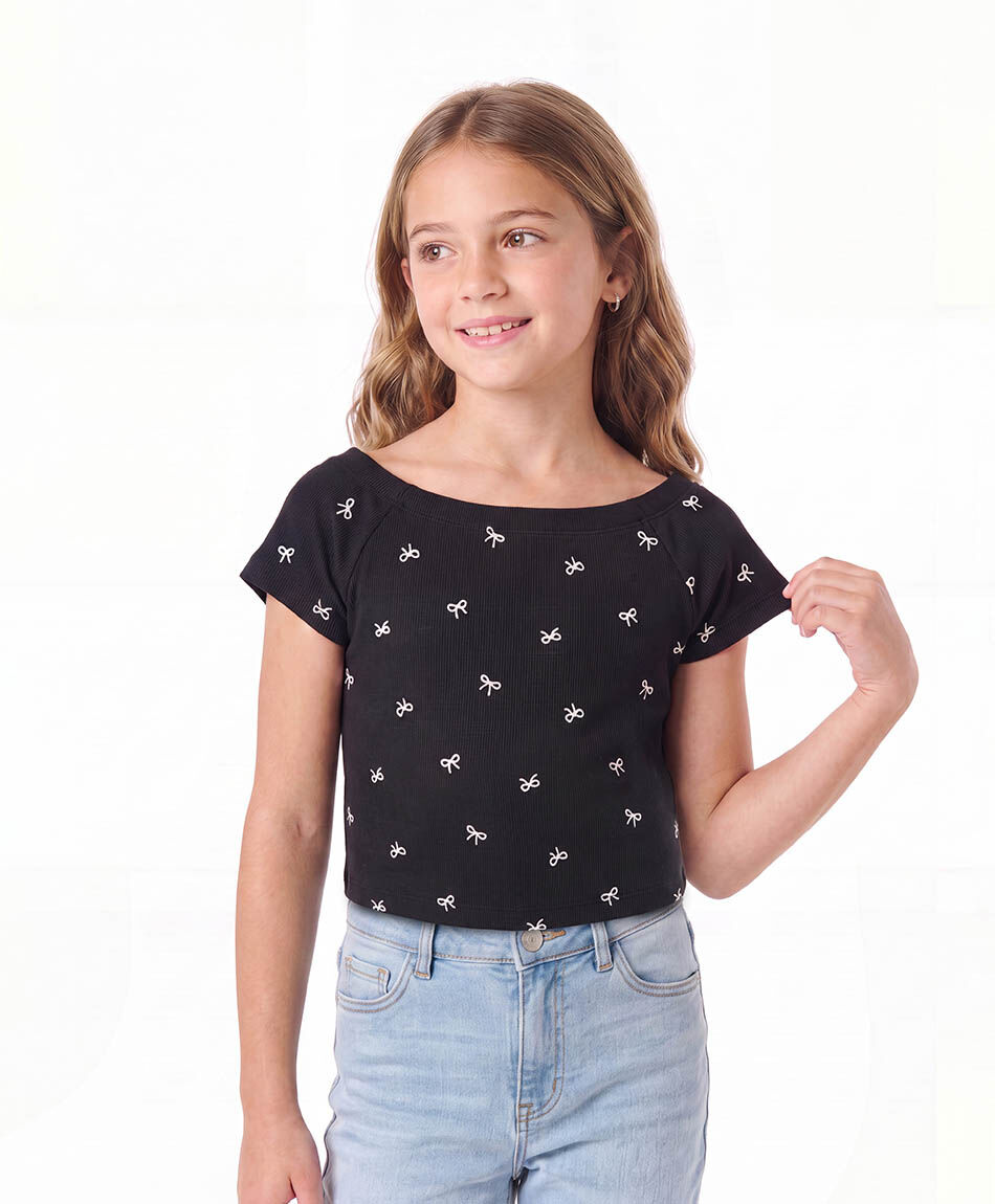 Polera ni&ntilde;a cintas off shoulders