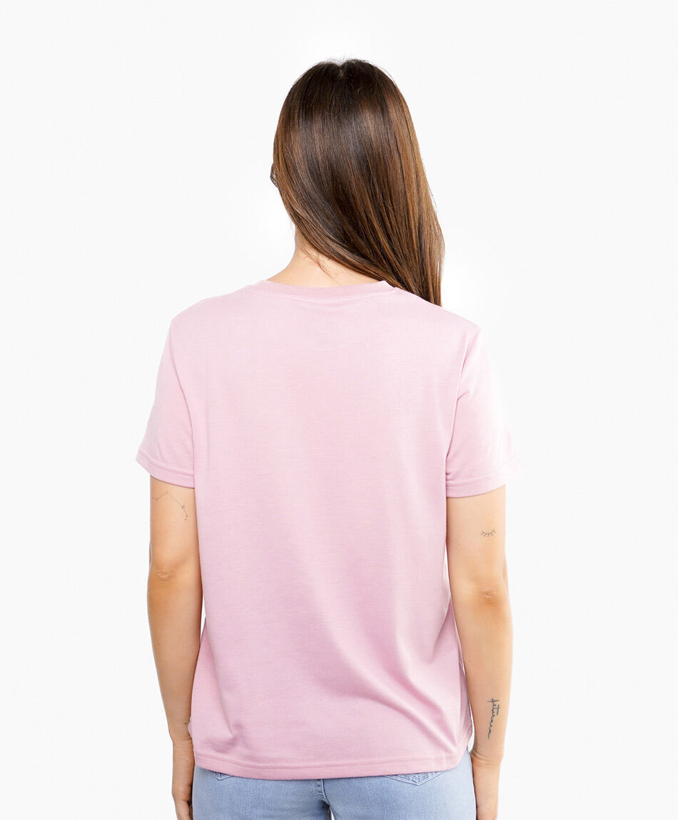 Polera mujer manga corta cl&aacute;sico rosa