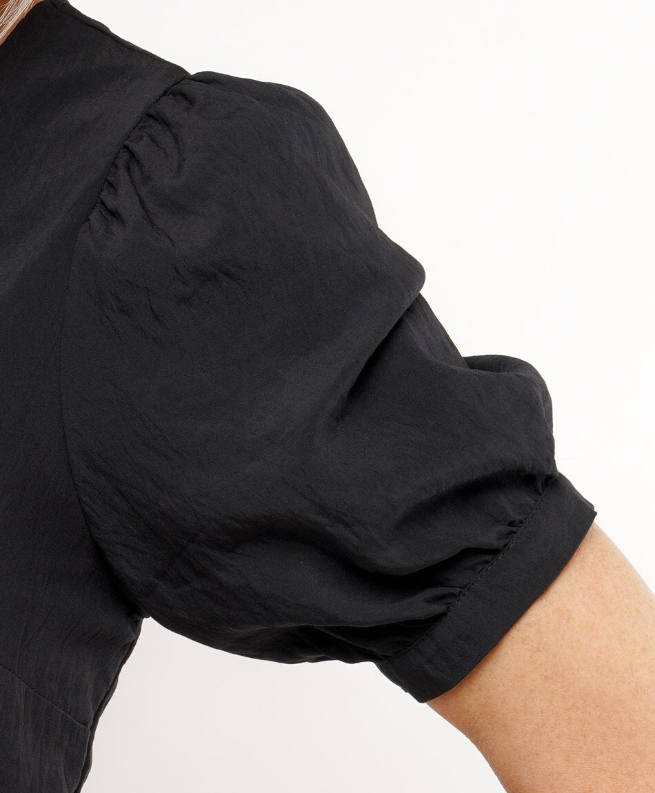 Blusa mujer manga globo negra