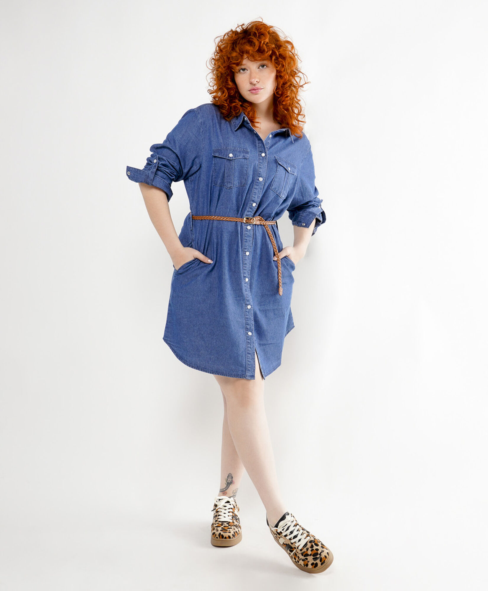 Vestido mujer denim cinturón Vestido mujer denim cinturón