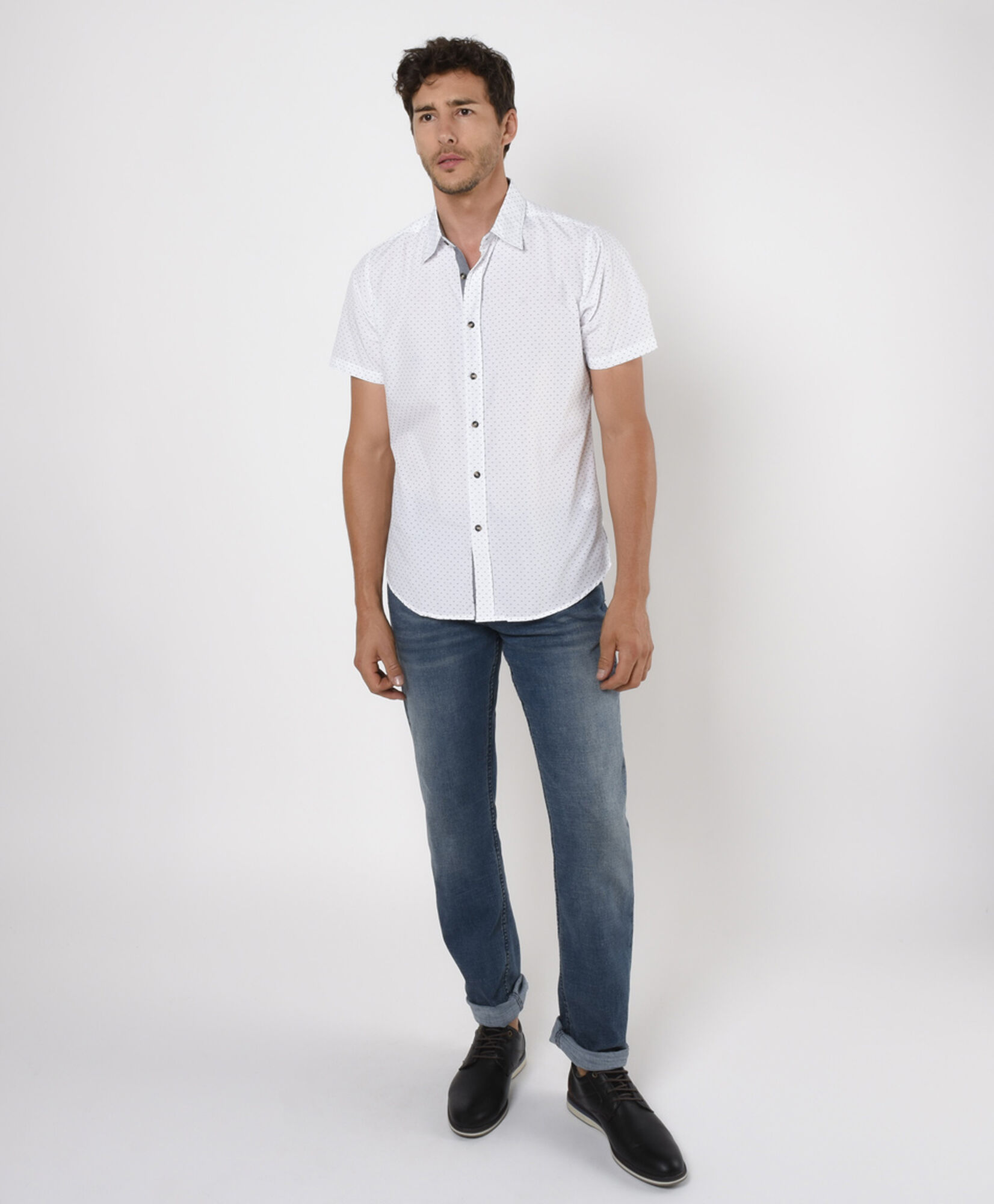 Camisa hombre puntos manga corta Camisa hombre puntos manga corta