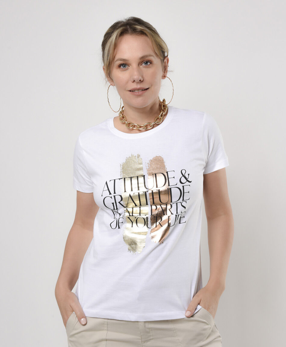 Polera mujer pinceladas texto