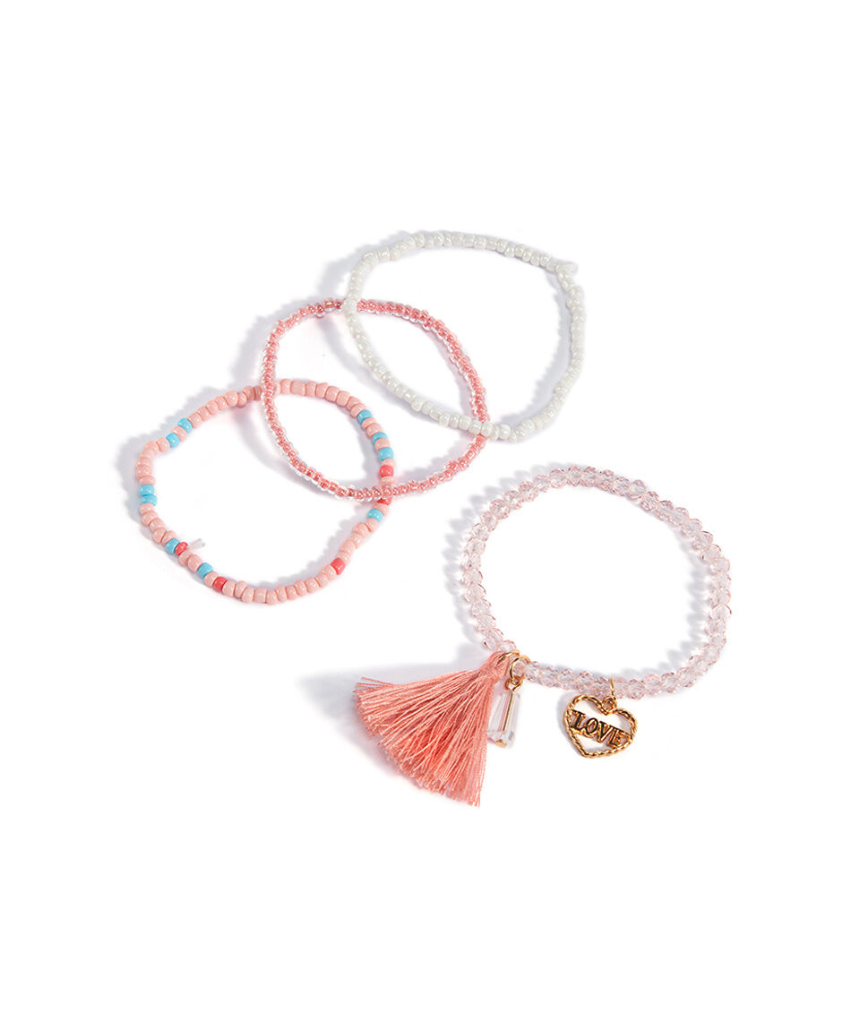 Set 4 pulseras infantil mostacilla