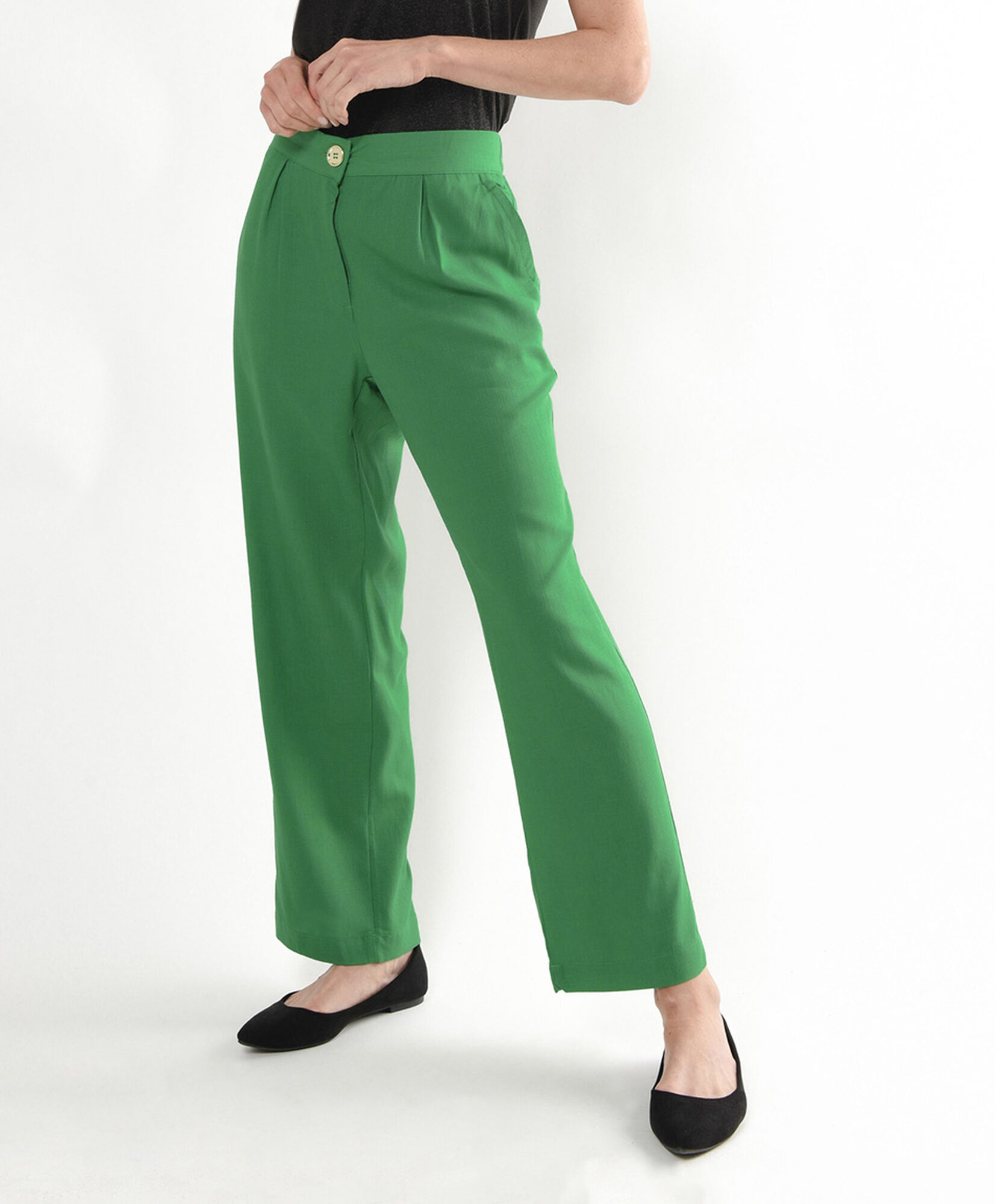 Pantalón mujer lino verde Pantalón mujer lino verde