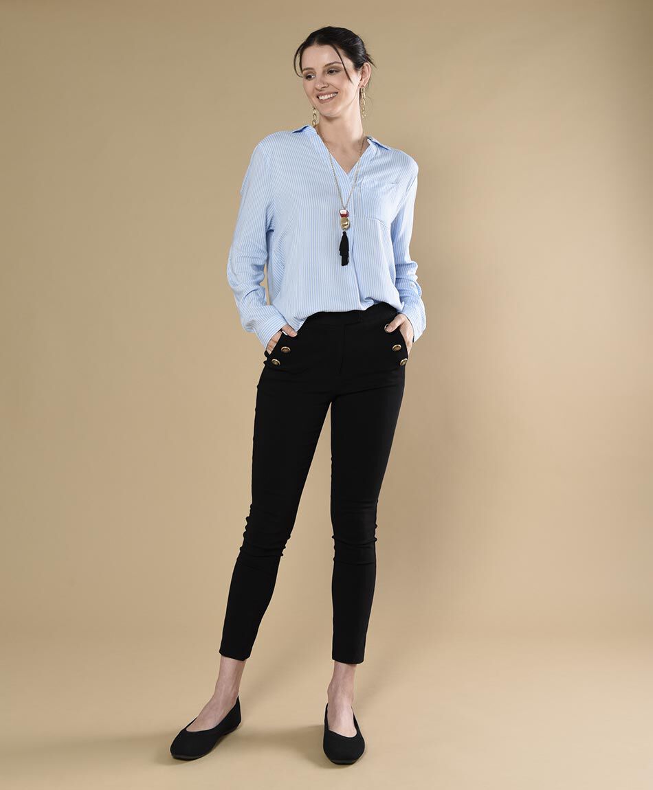 Pantal&oacute;n mujer botones tiro alto