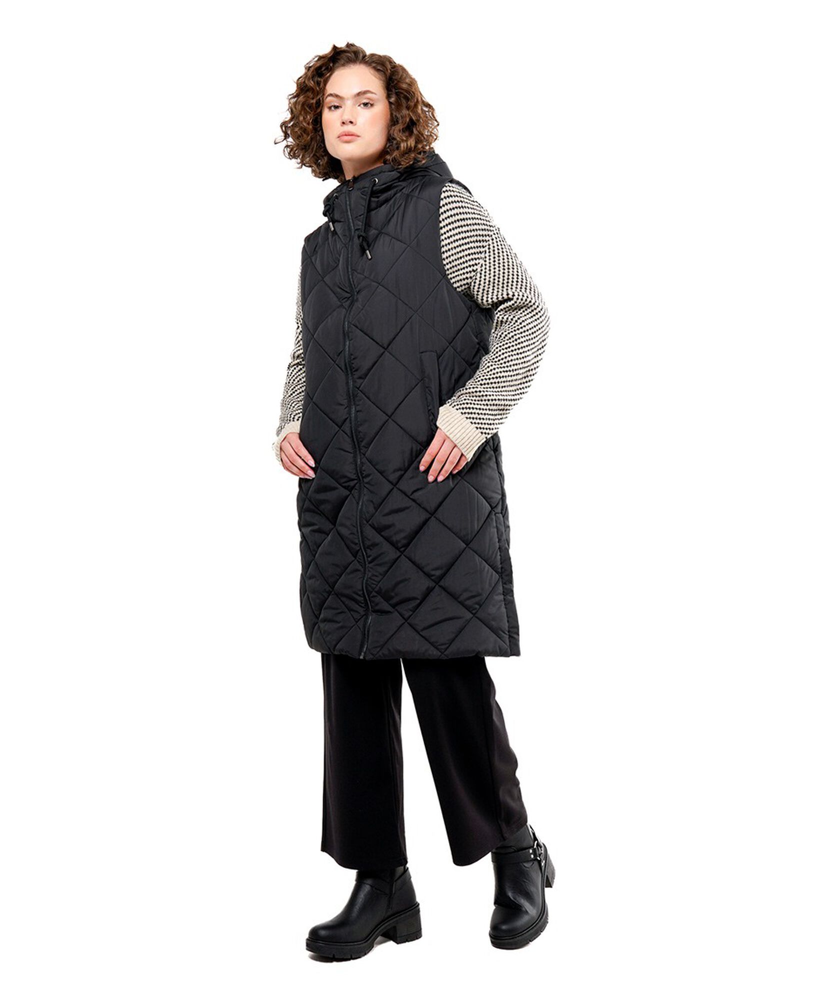 Parka mujer rombos larga sin mangas black Parka mujer rombos larga sin mangas black