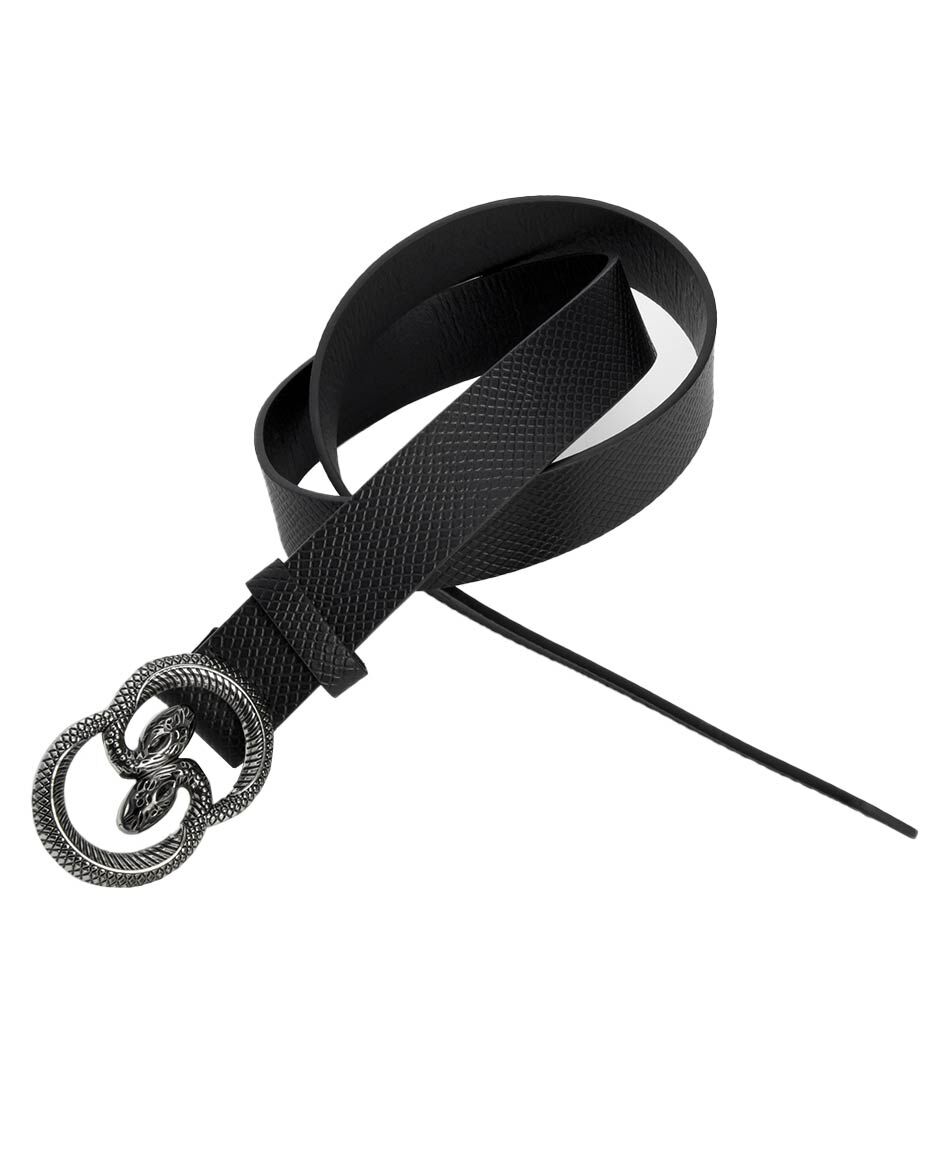 Cintur&oacute;n mujer texturizado snake hebilla cl&aacute;sica
