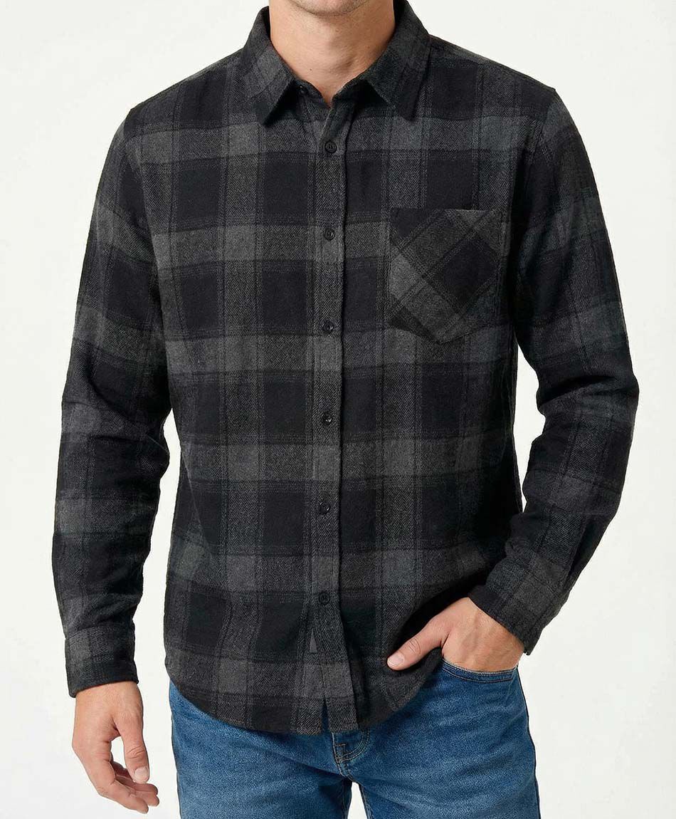 Camisa hombre cuadrill&eacute; franela