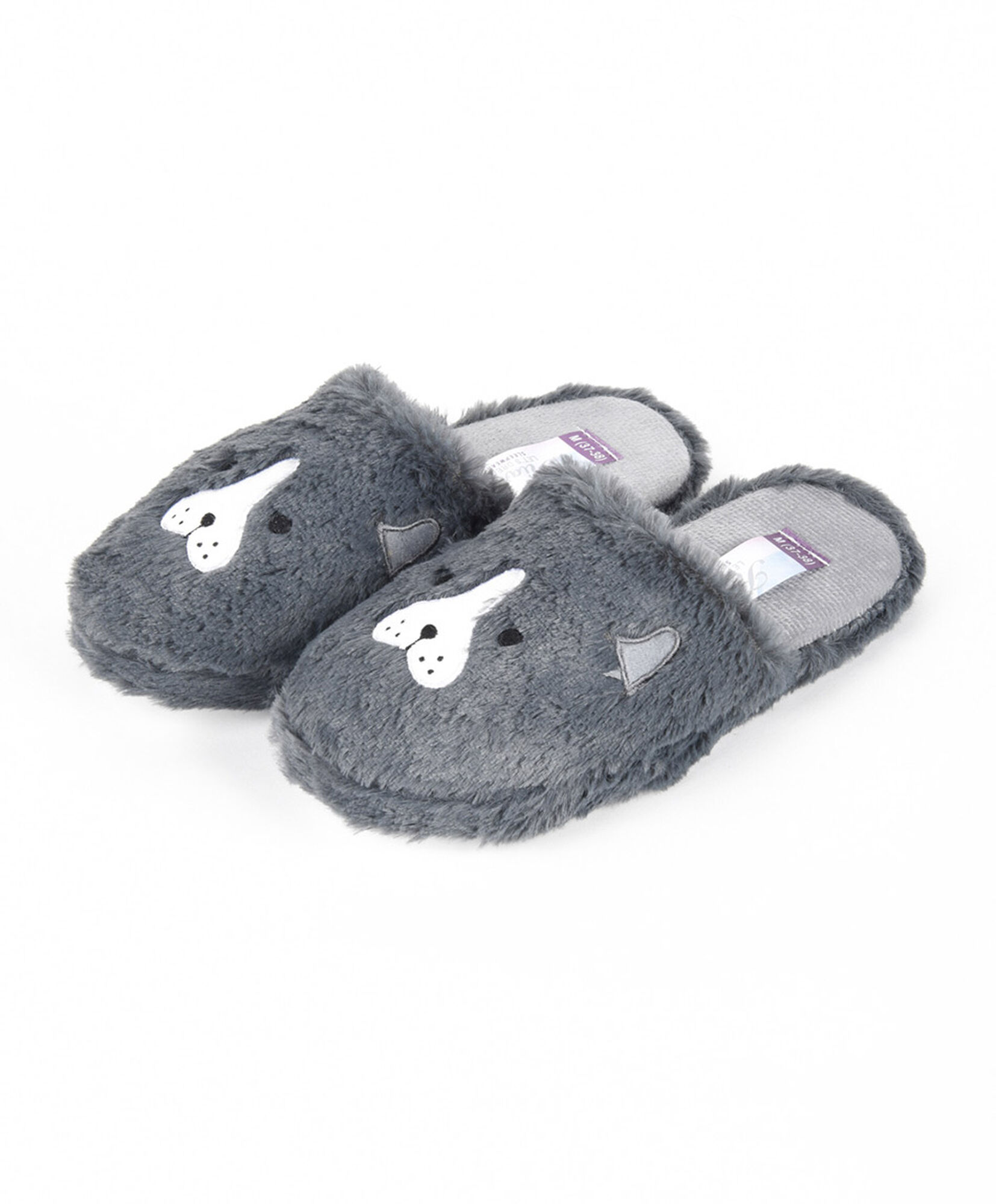 Pantufla mujer perro gris Pantufla mujer perro gris