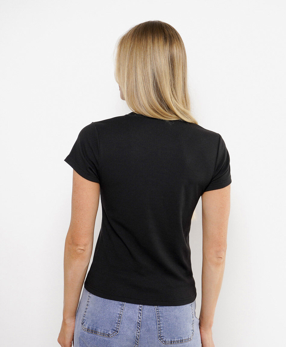 Polera mujer acanalada  negra
