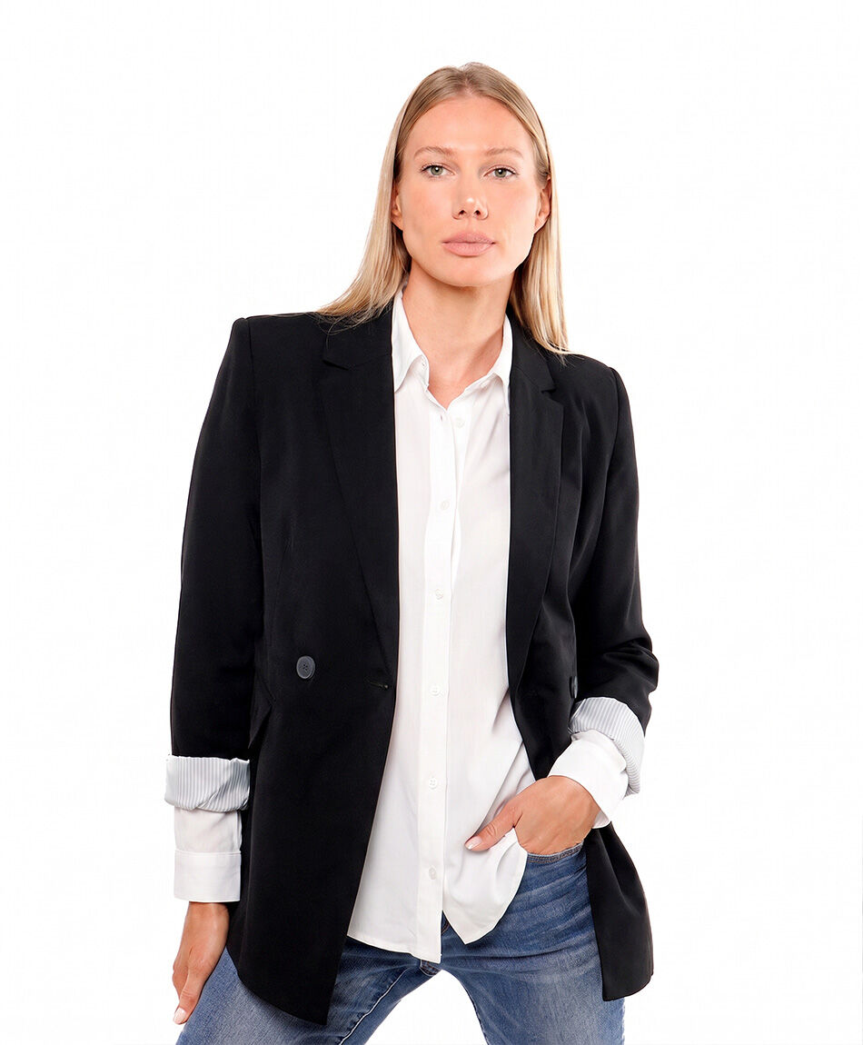 Blazer mujer botones negro