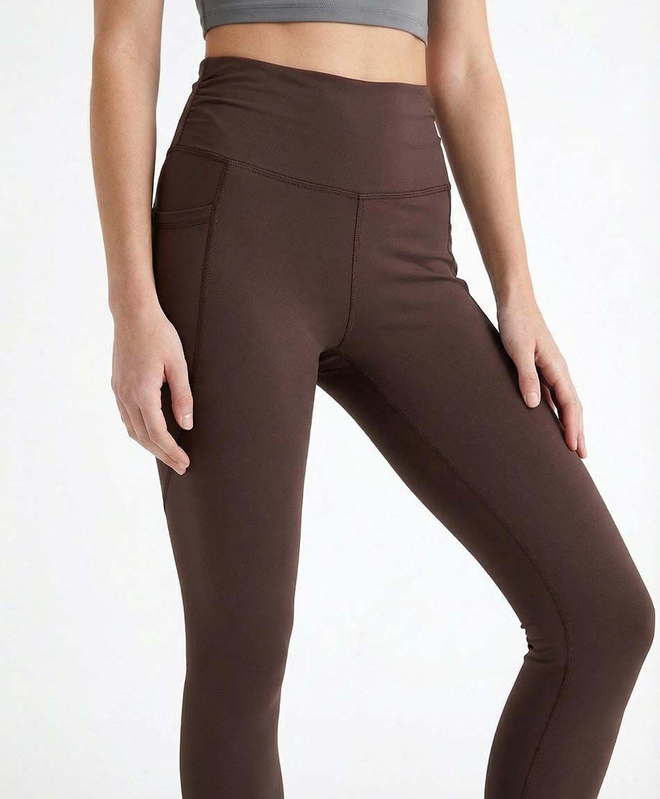 Calza deportiva mujer costuras  caf&eacute;