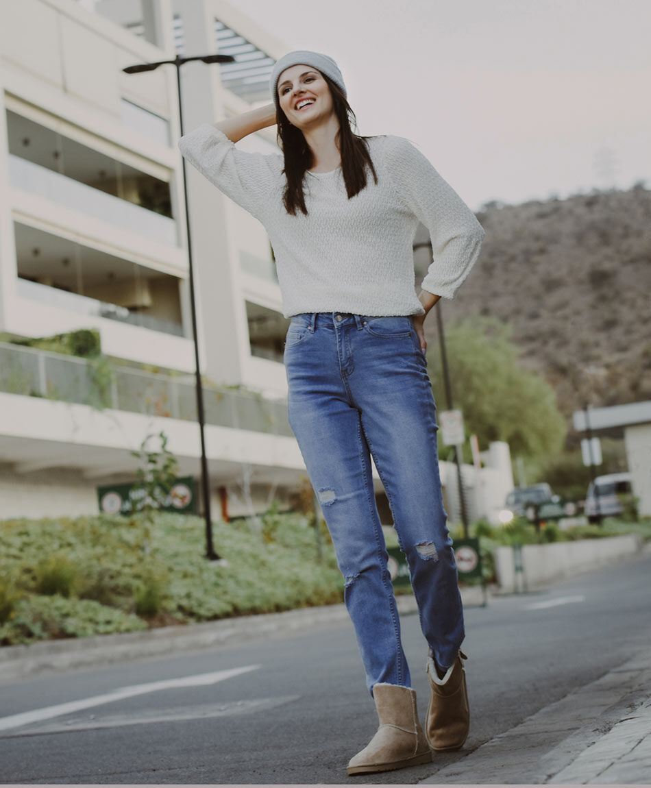 Jeans mujer rasgado frontal skinny fit