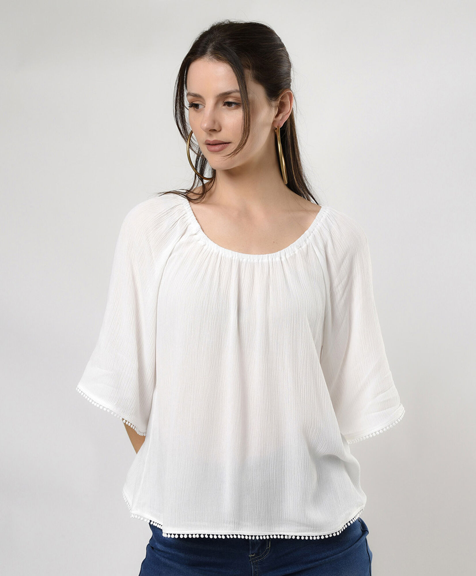 Blusa mujer corrugada TRICOT - Main Image