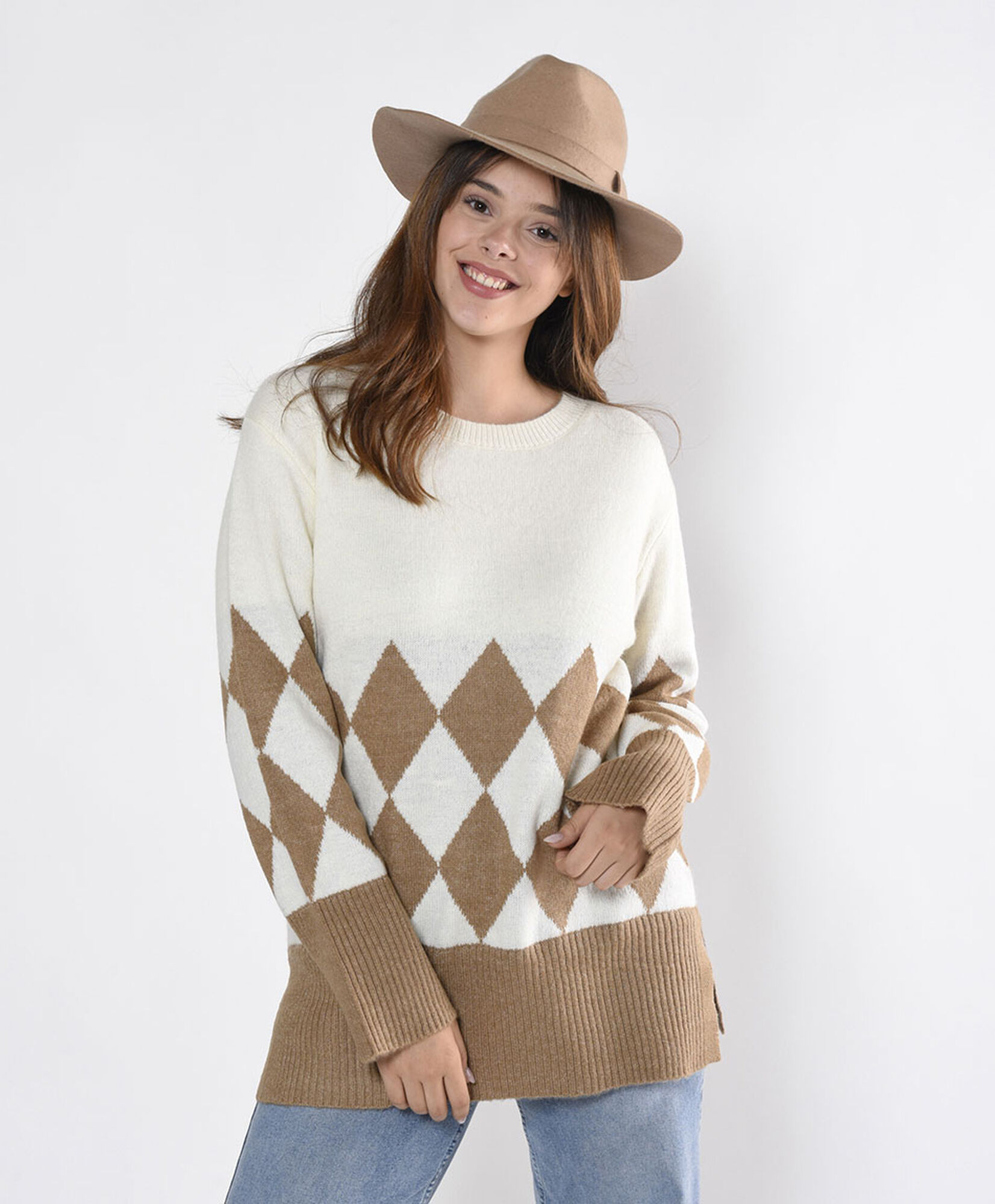 Sweater mujer bicolor rombos Sweater mujer bicolor rombos