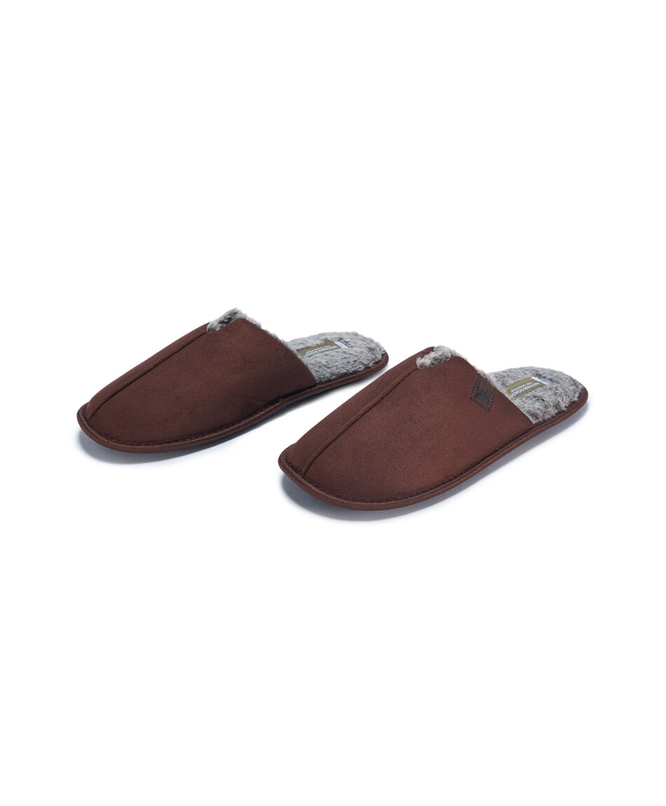 Pantufla hombre abrigada caf&eacute;