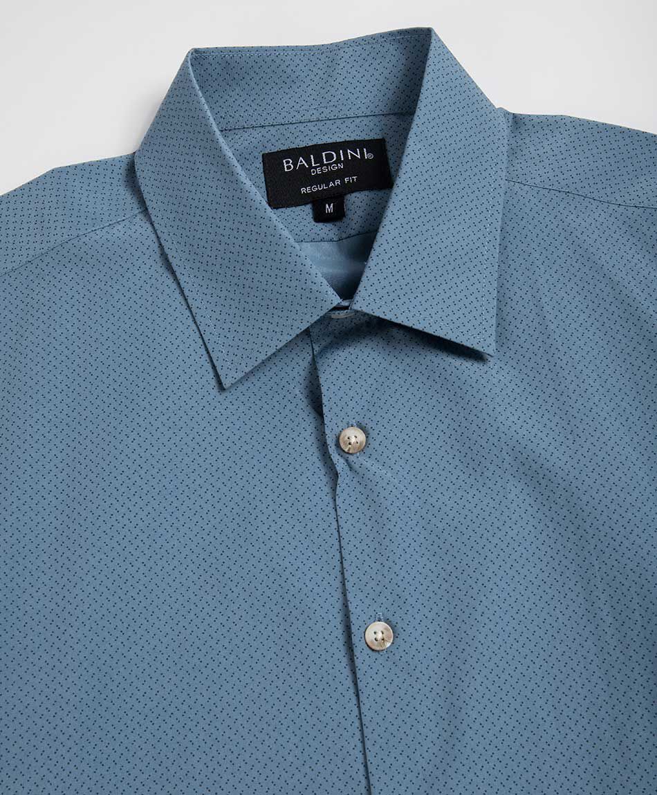 Camisa hombre formal celeste puntos