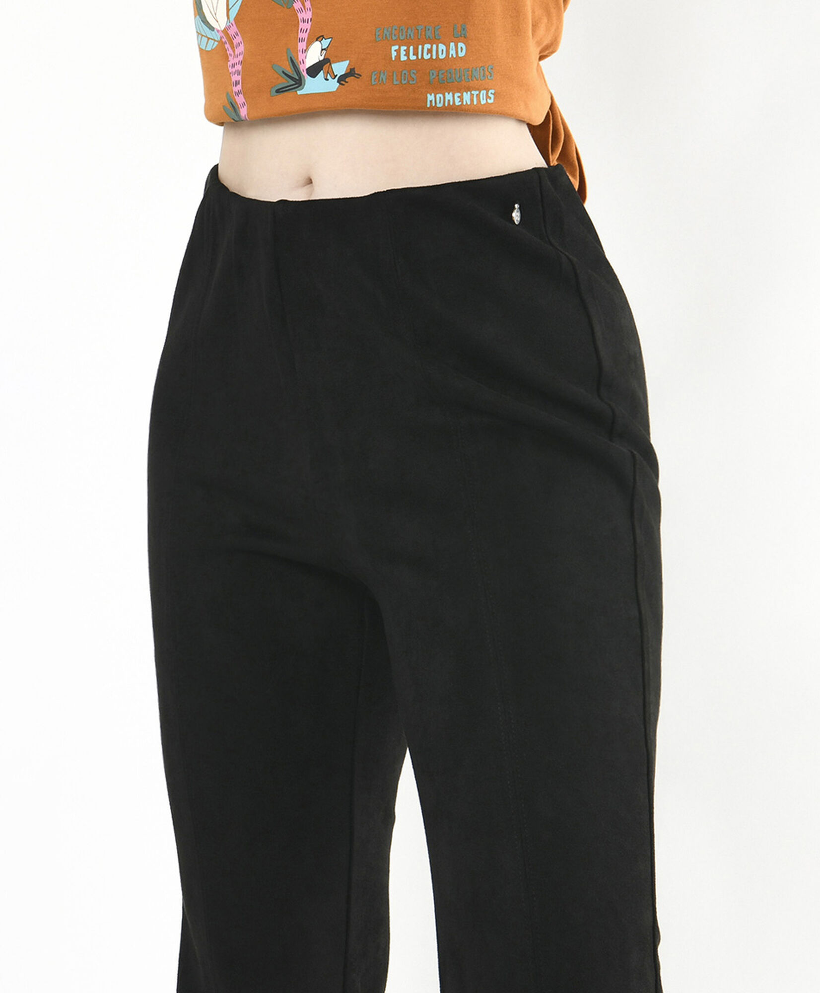 Pantalón mujer suede negro wide Pantalón mujer suede negro wide