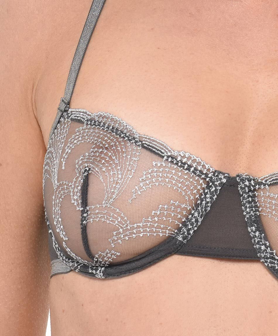 Sost&eacute;n mujer encaje brillitos silver