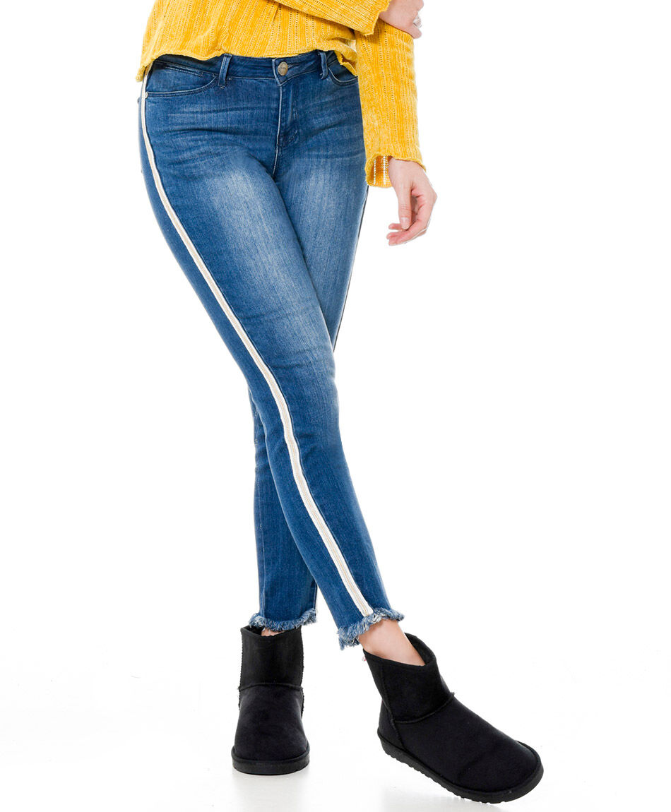 Jeans banda metalica lateral