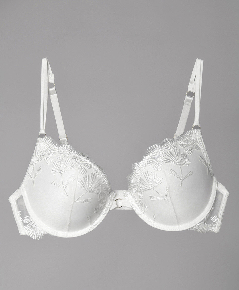 Sost&eacute;n mujer encaje bordado pluma real