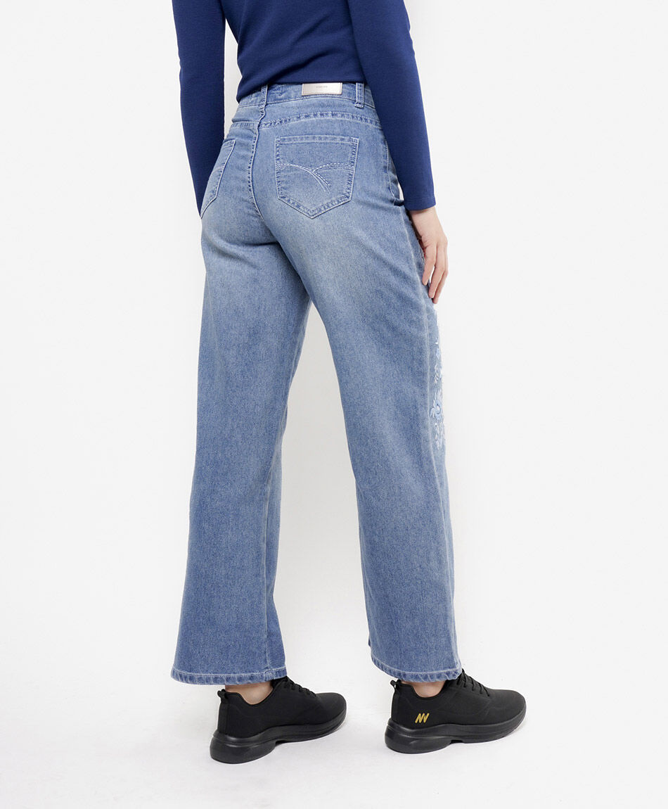 Jeans mujer straight bordado