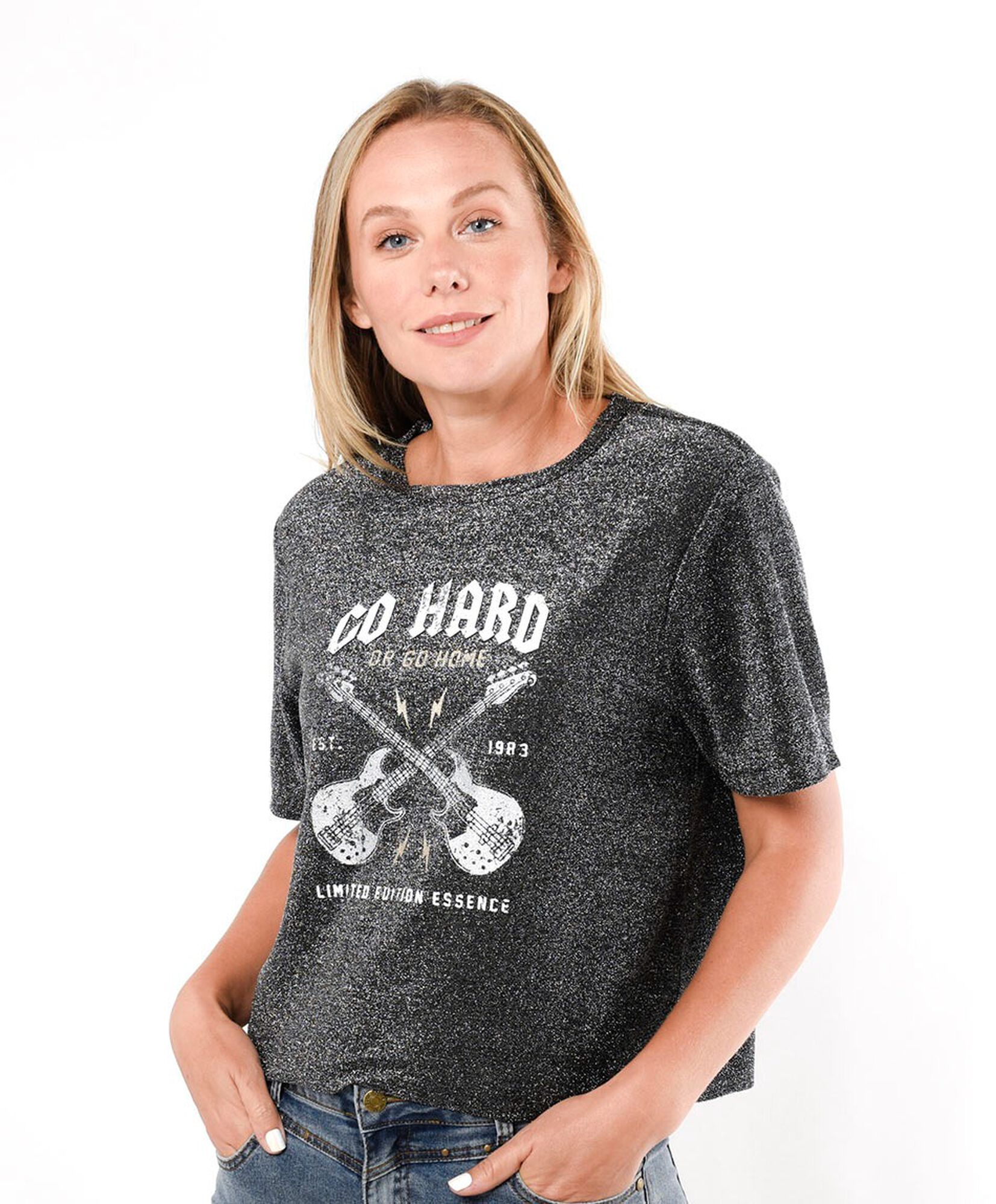 Polera mujer rock brillos Polera mujer rock brillos