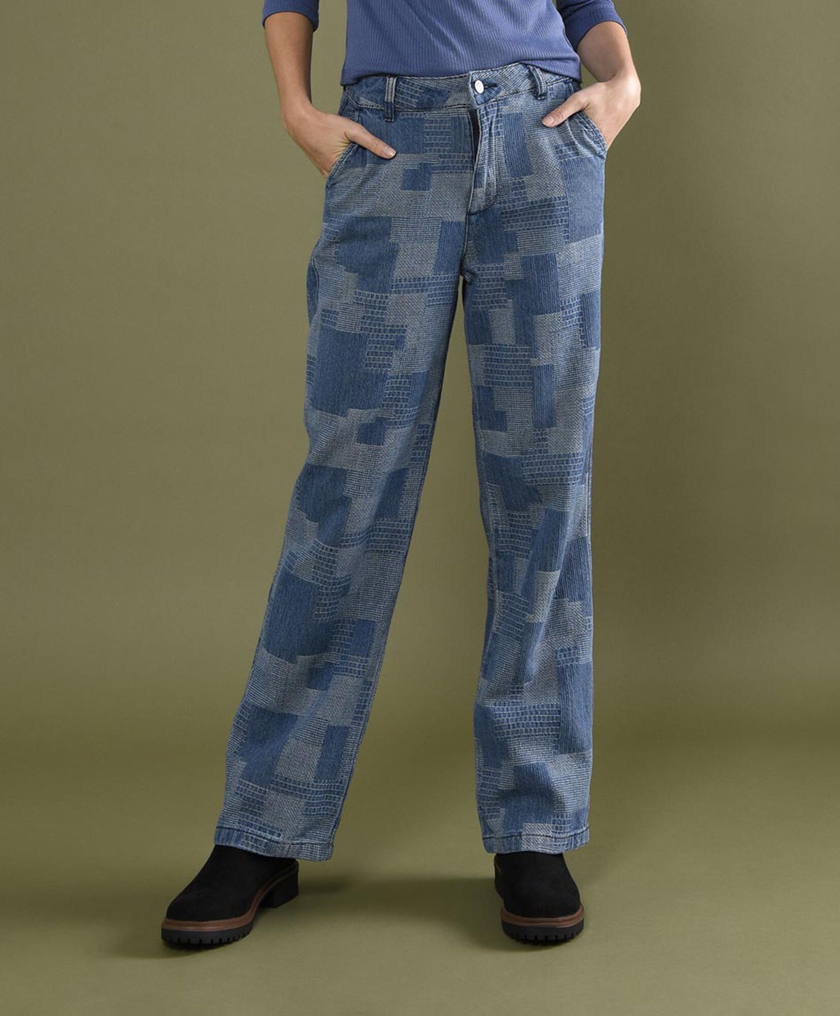 Jeans mujer patchwork straight Jeans mujer patchwork straight