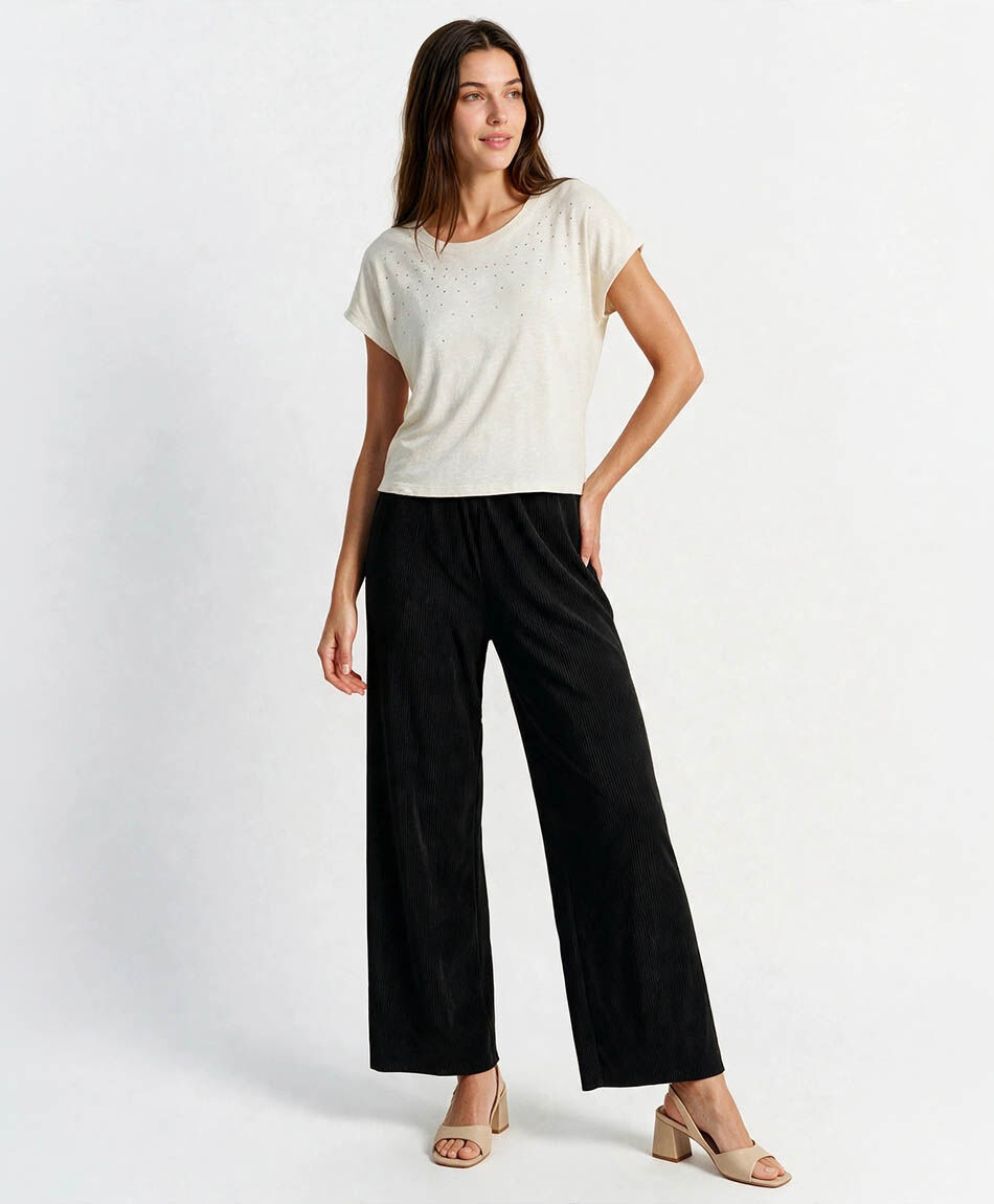 Pantal&oacute;n mujer acanalado satinado