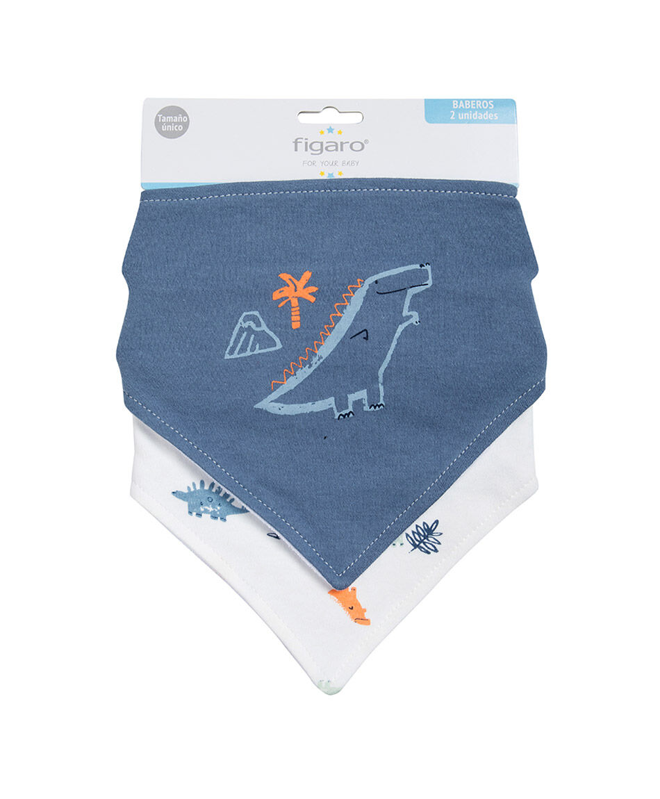 Pack 2 baberos beb&eacute; bandana dinosaurios