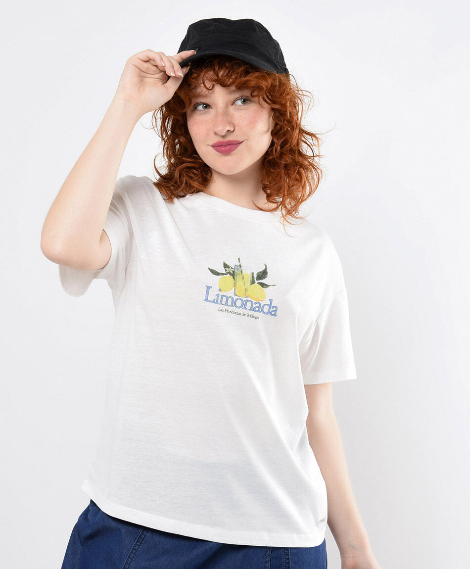 Polera mujer doble estampado limonada