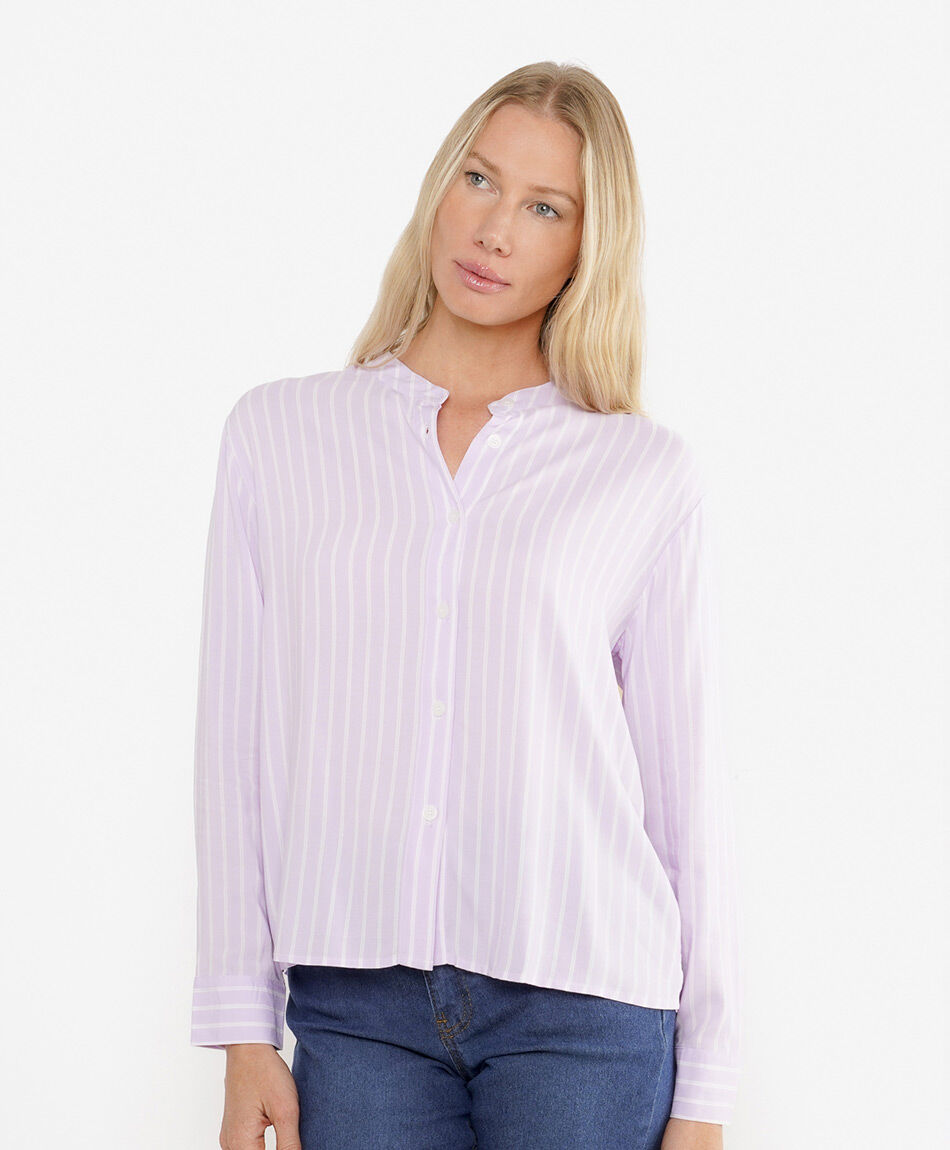 Blusa mujer l&iacute;neas cuello mao