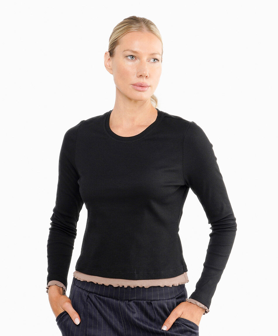 Polera mujer cl&aacute;sica ribete
