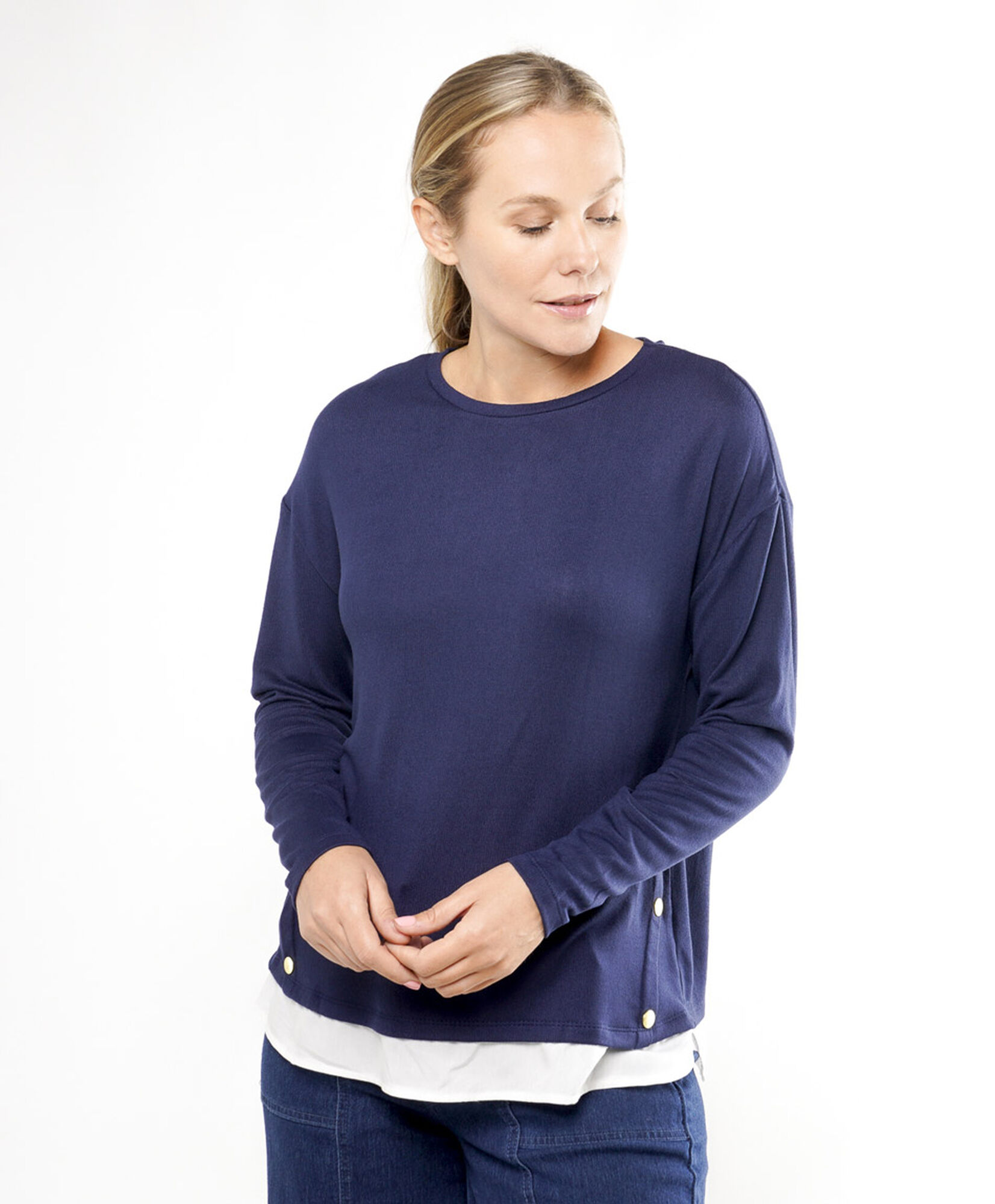Polera mujer mix botones Polera mujer mix botones