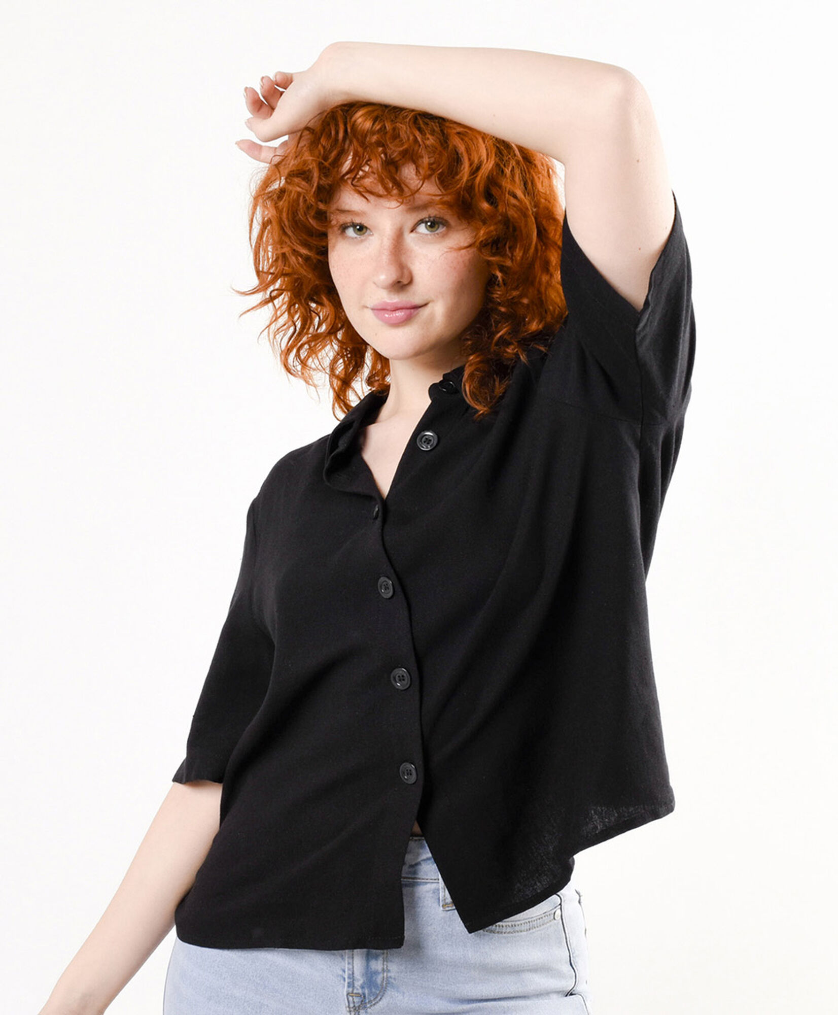 Blusa mujer lino negra Blusa mujer lino negra