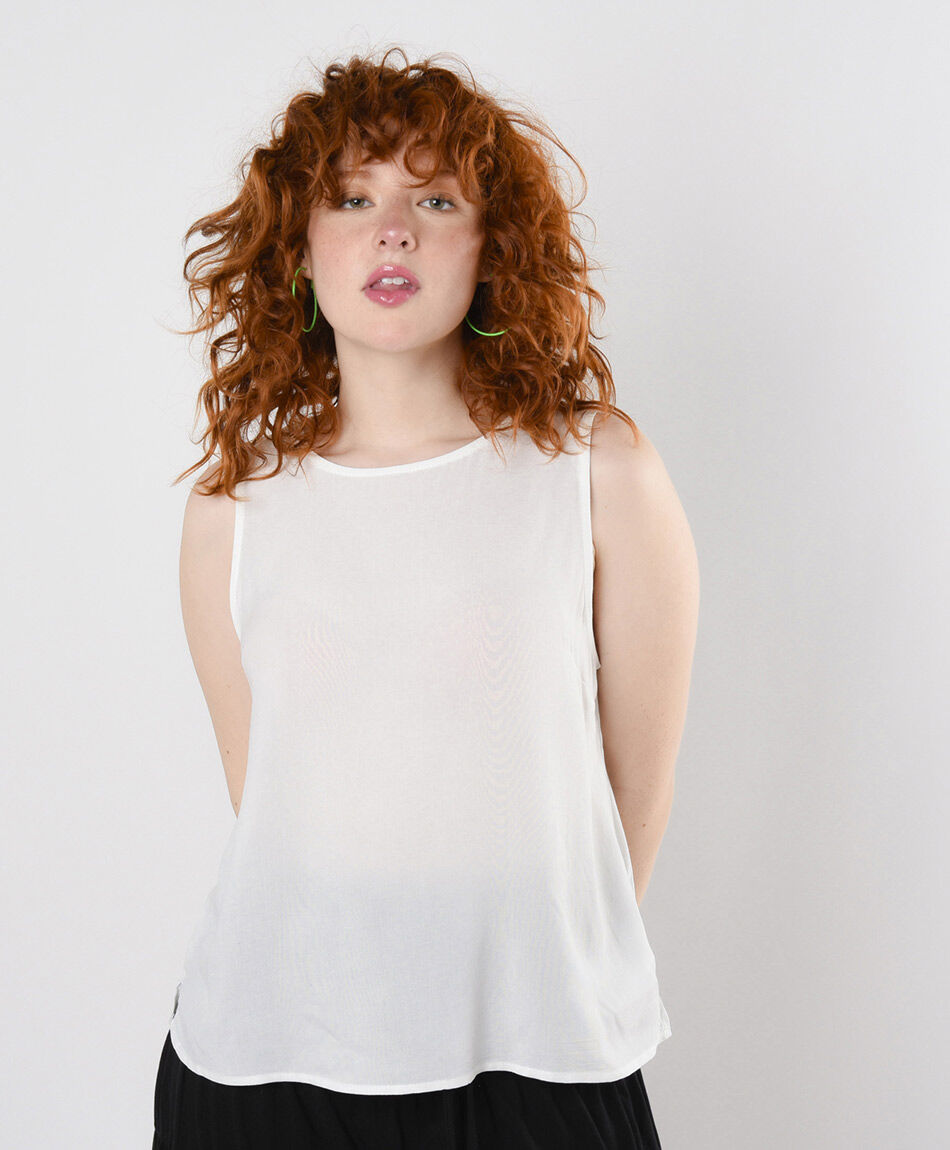 Blusa mujer lisa blanca sin mangas