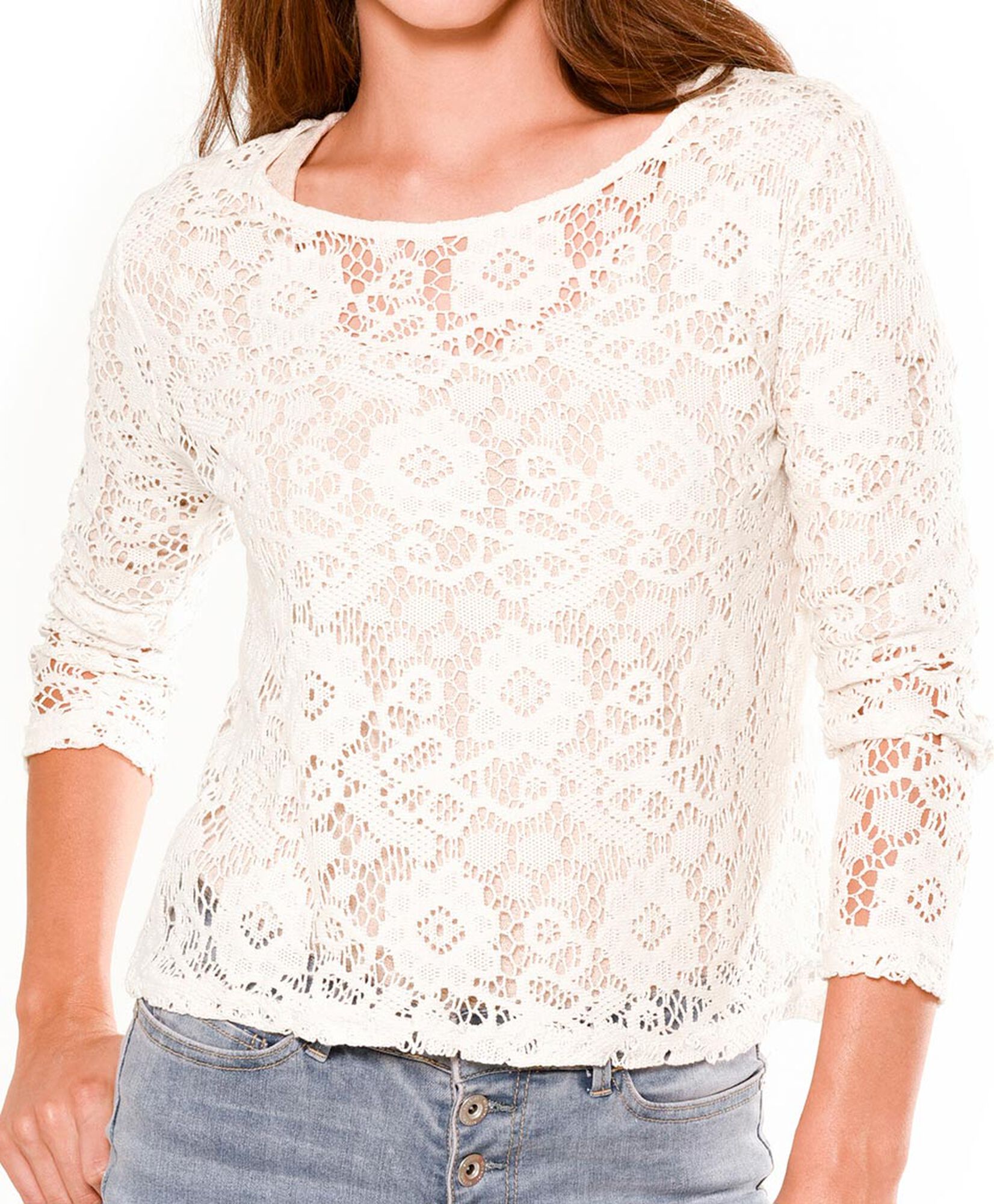 Polera encaje flor Polera encaje flor