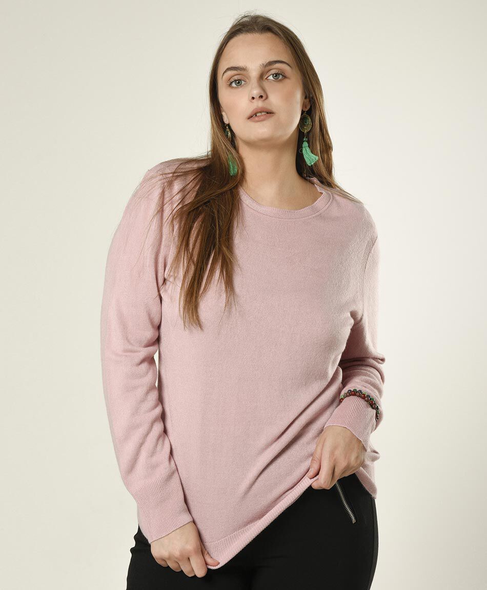 Sweater acanalado cuello redondo