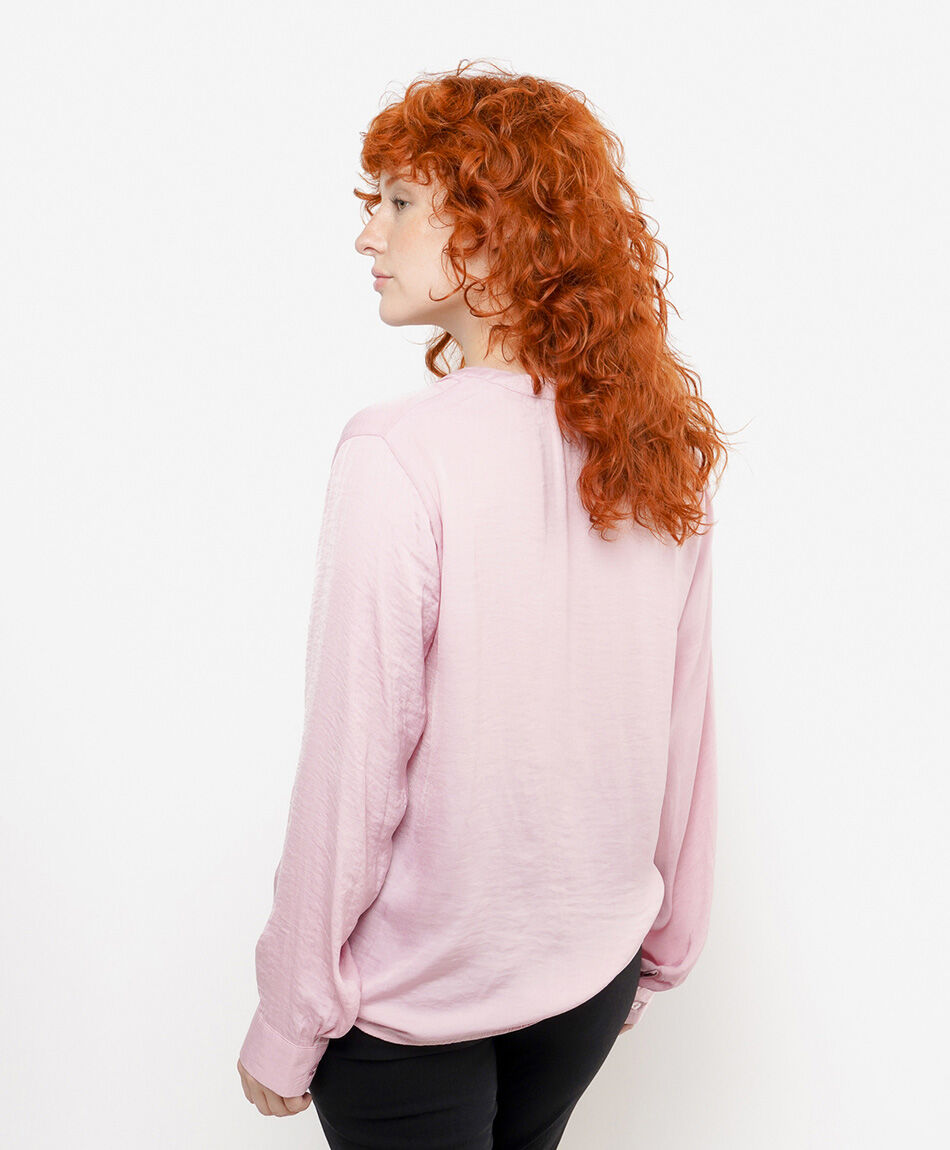 Blusa mujer satinada rosada