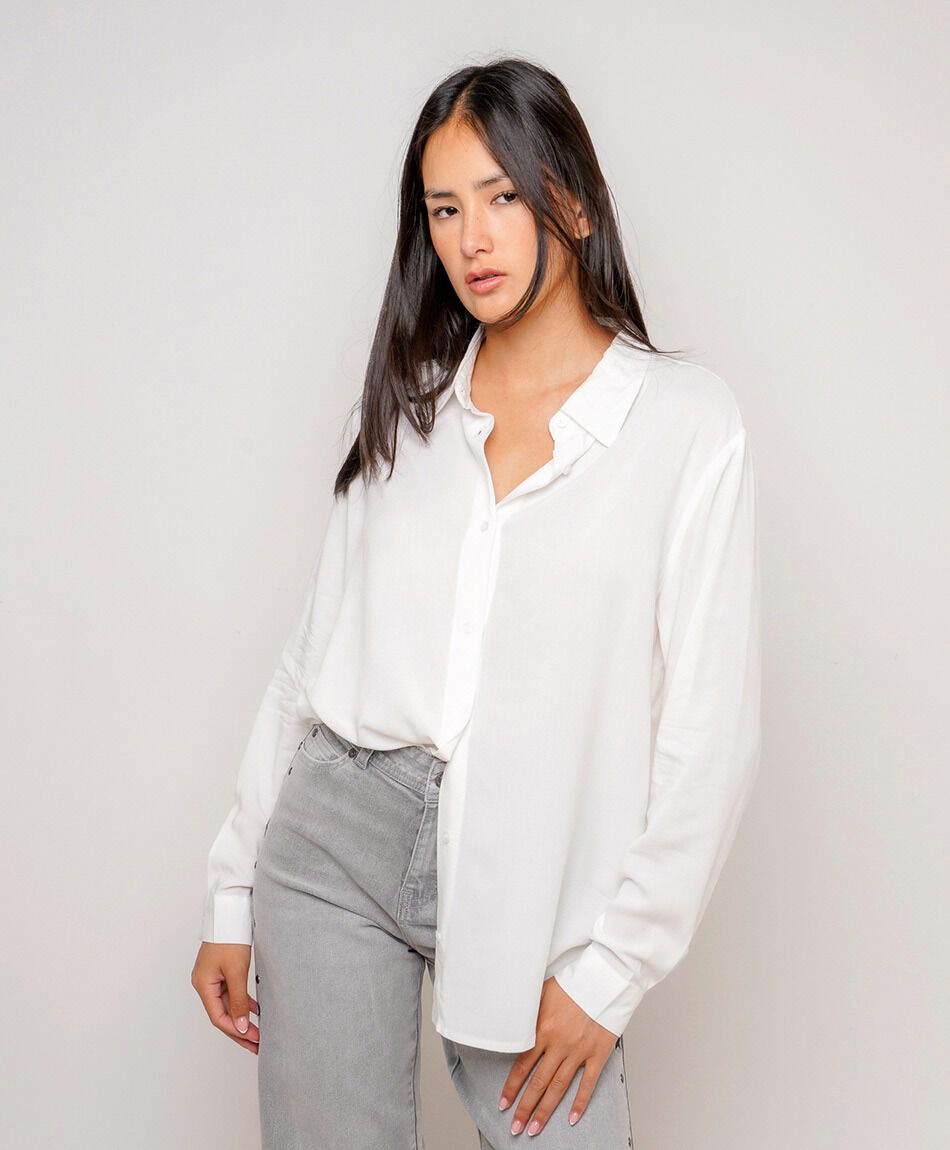 Blusa mujer camisera blanca