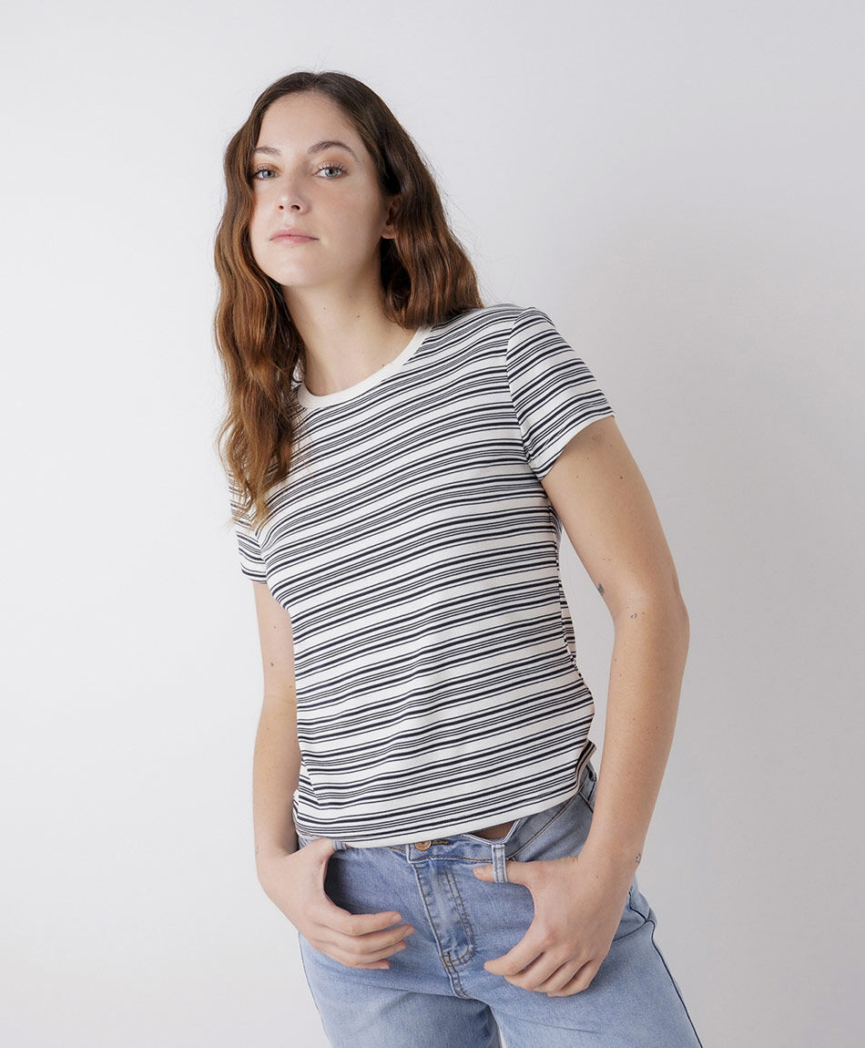 Polera mujer l&iacute;neas mix