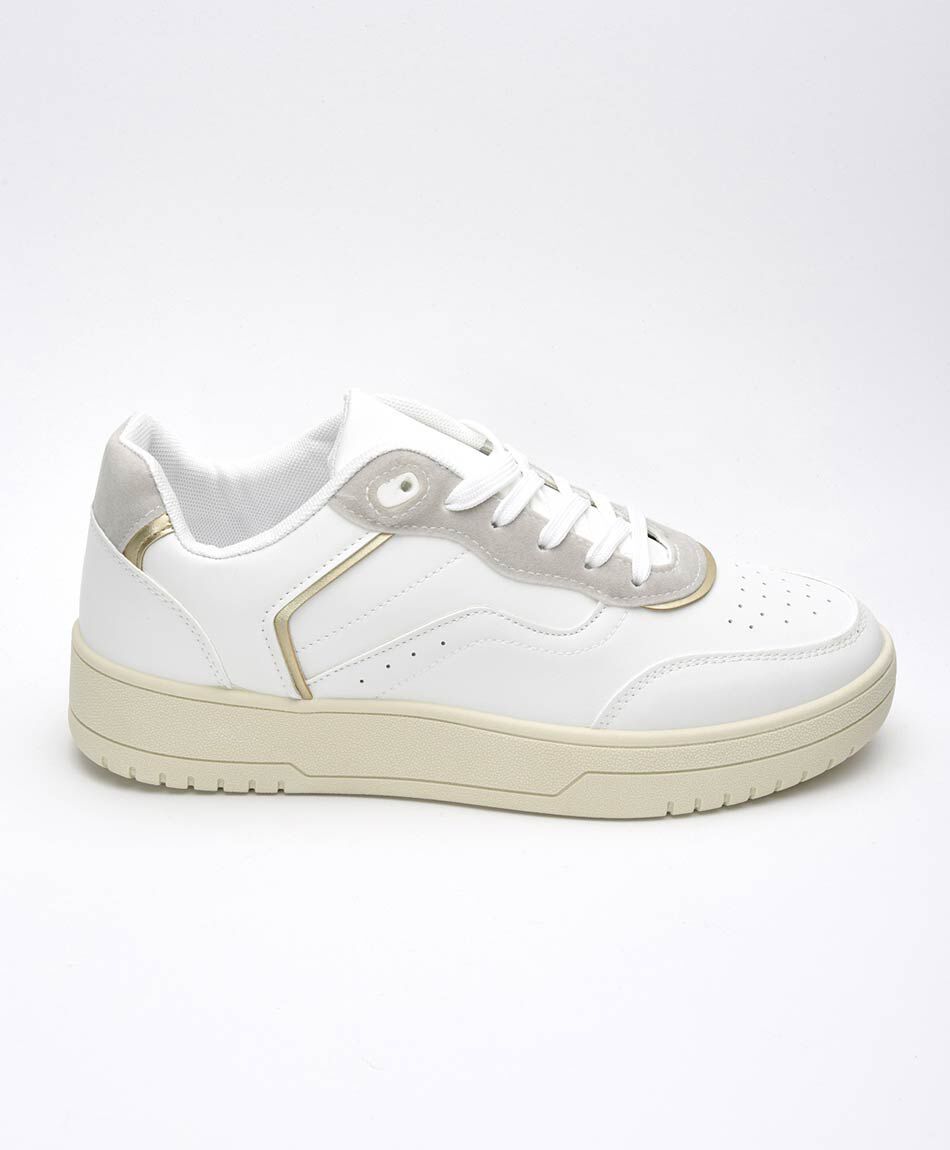 Zapatilla mujer l&iacute;neas doradas