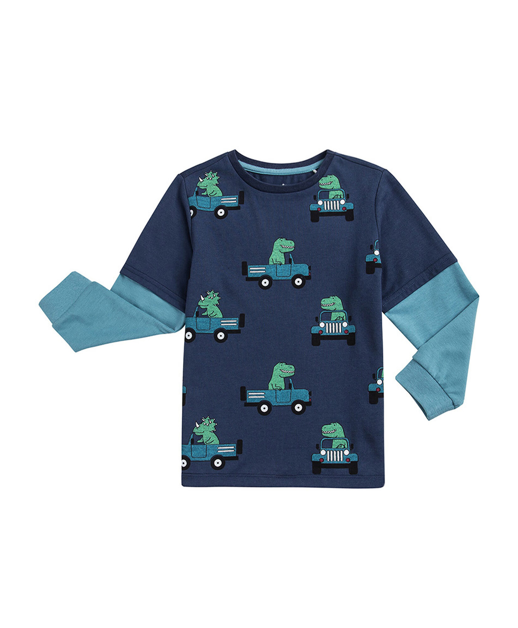 Polera bebé dinosaurios en auto Polera bebé dinosaurios en auto