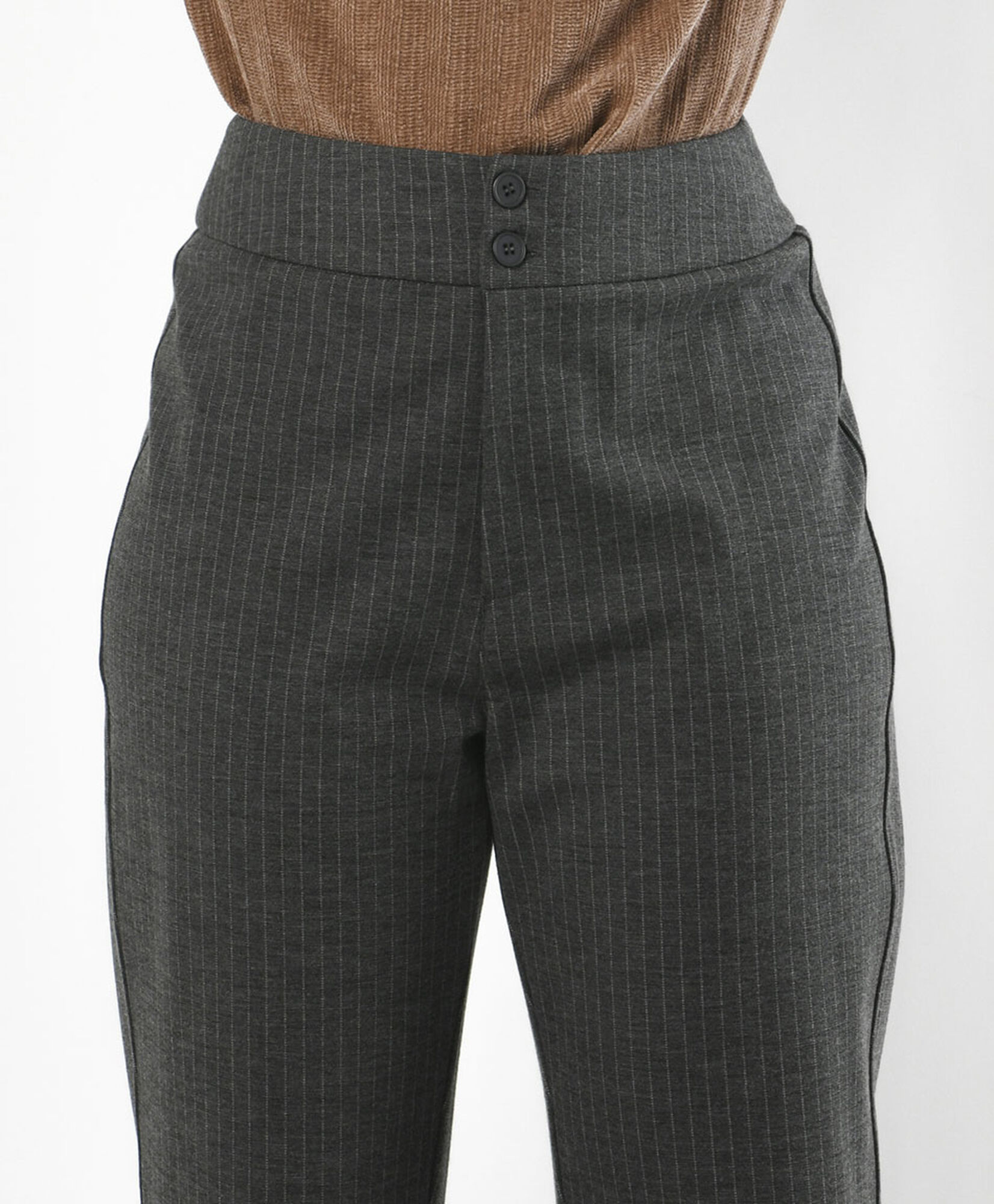 Pantalón mujer líneas wide gris Pantalón mujer líneas wide gris