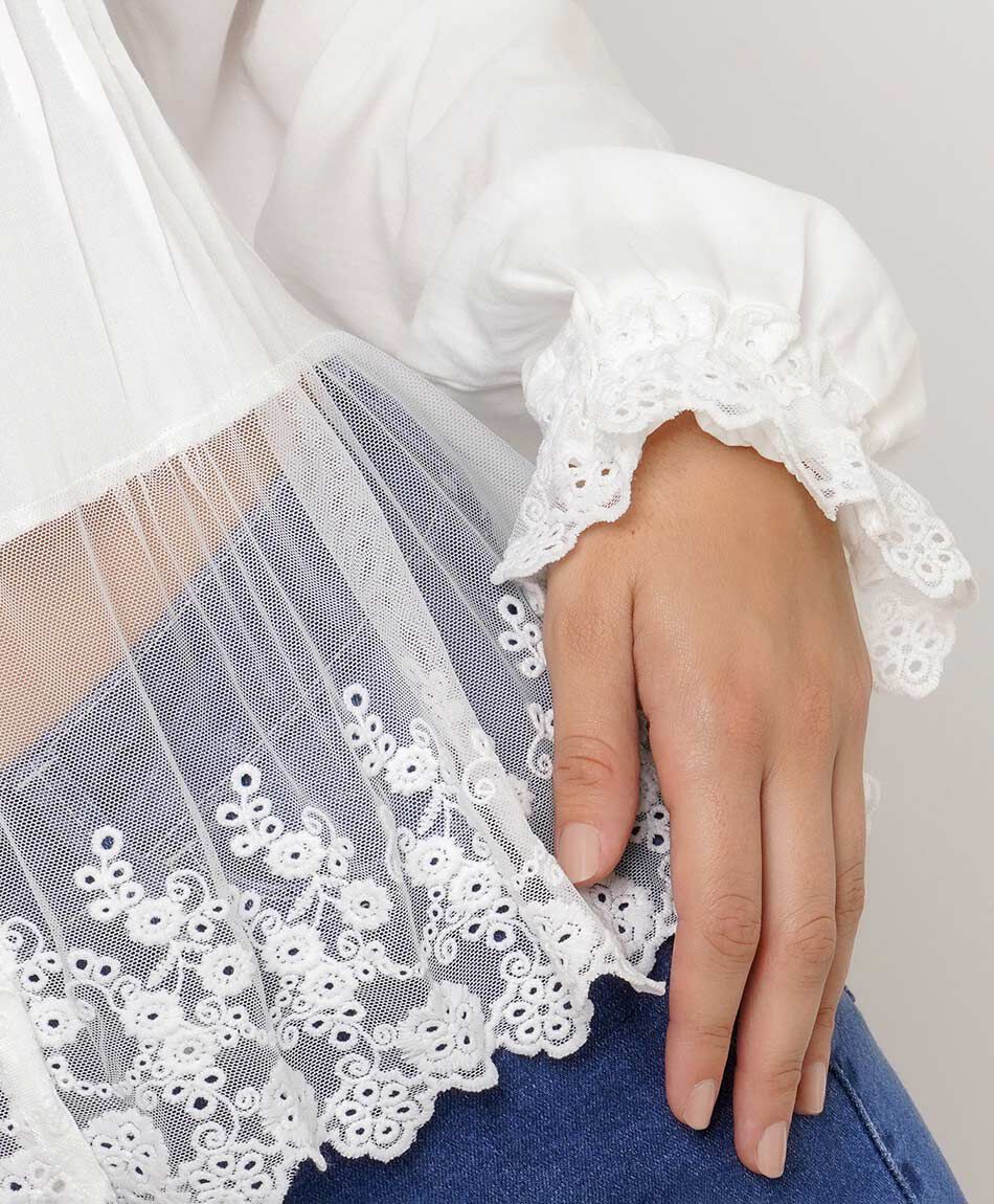 Blusa mujer soft encaje white