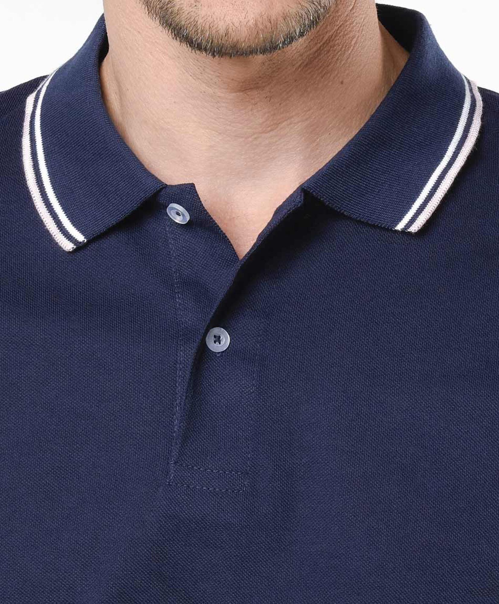 Polera hombre líneas en cuello piqué Polera hombre líneas en cuello piqué