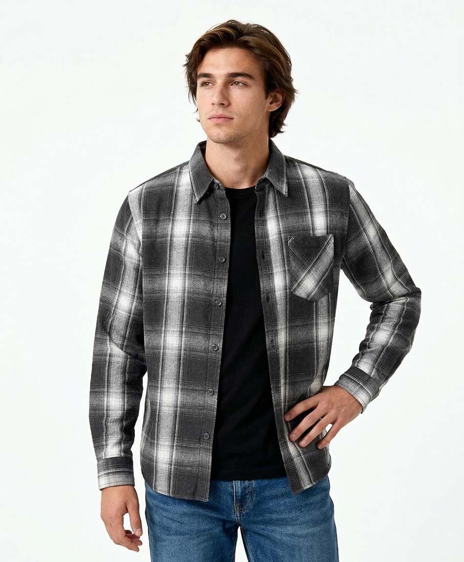 Camisa hombre cuadrill&eacute; franela
